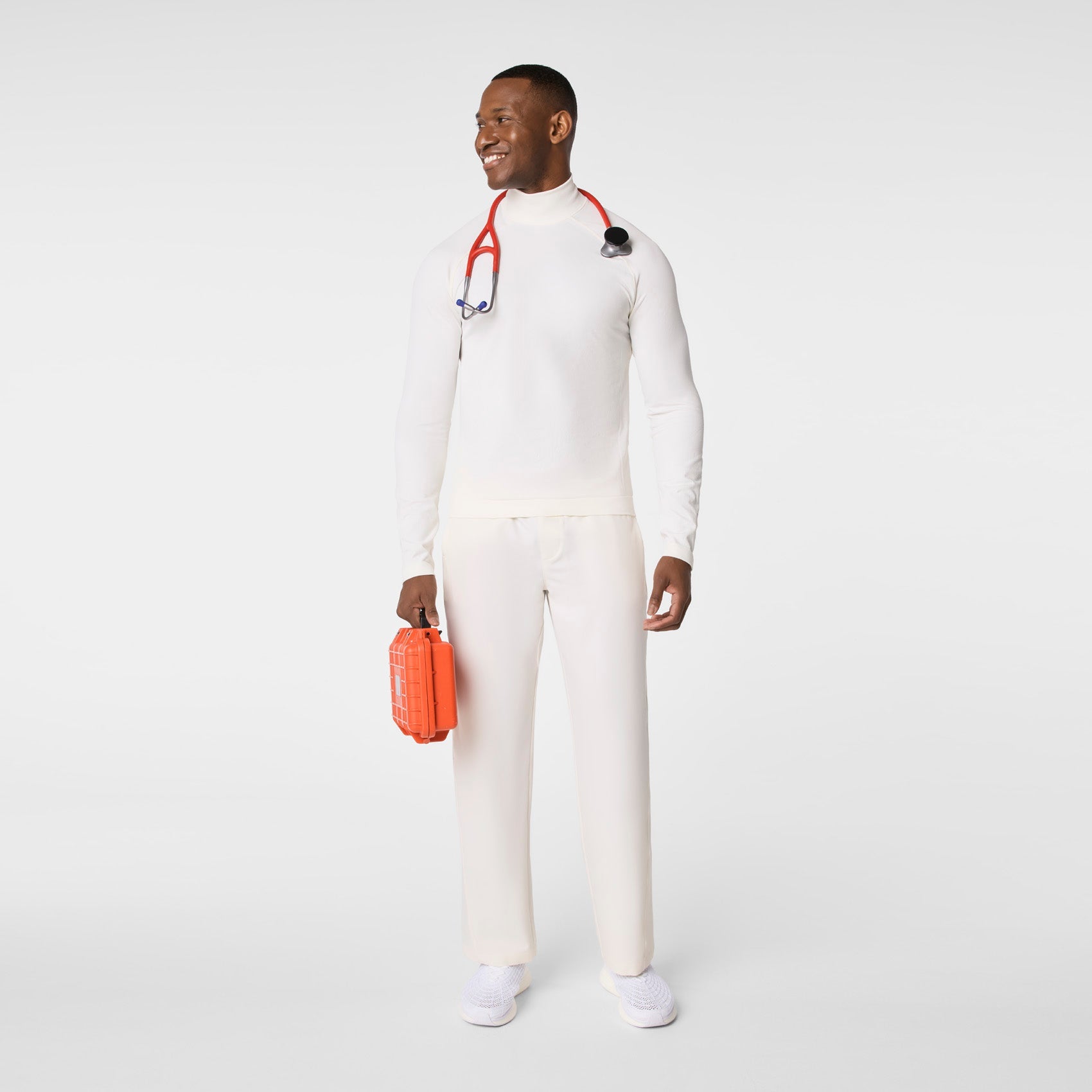 FIGS x Team USA Mock-Neck Long-Sleeve Underscrub - Off White