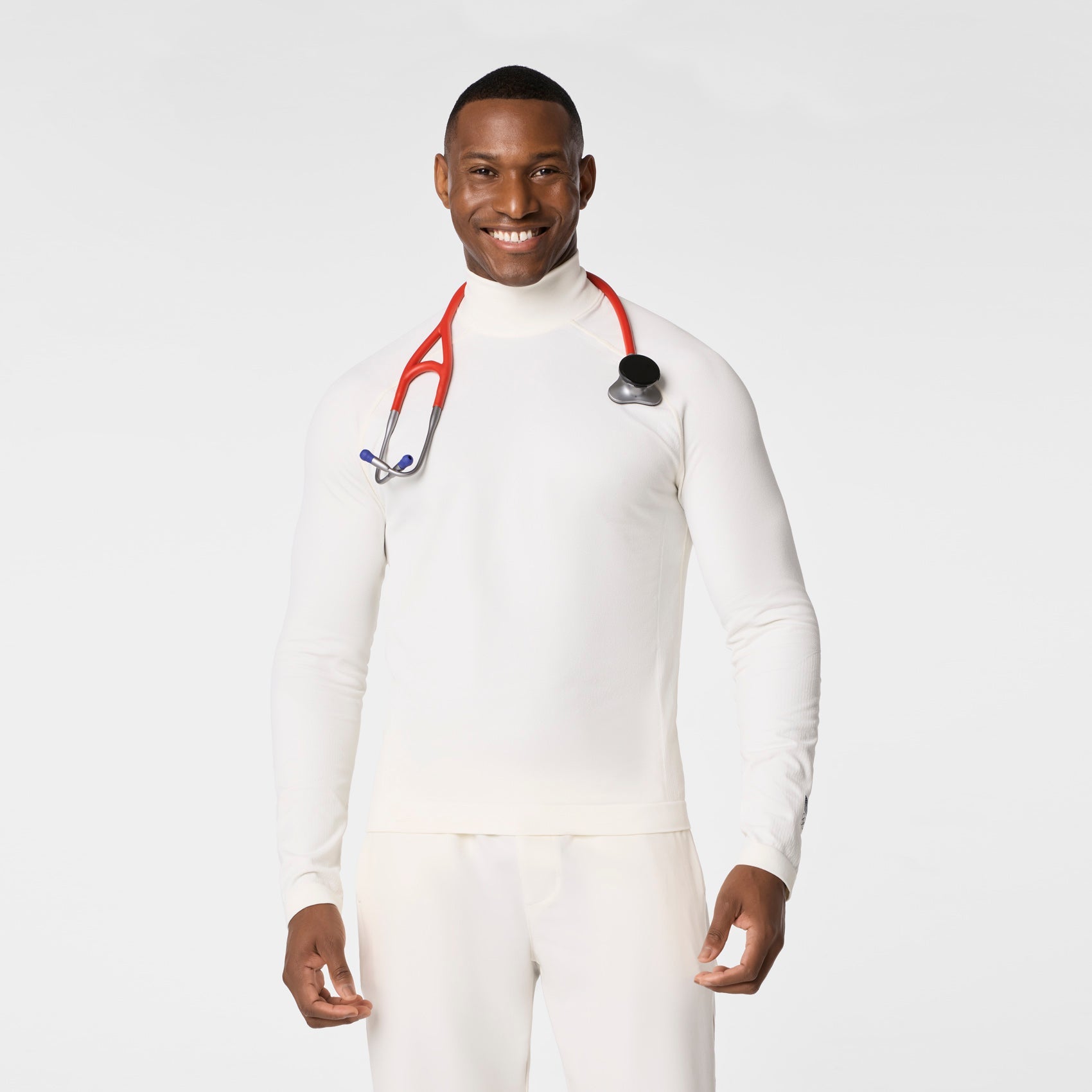 FIGS x Team USA Mock-Neck Long-Sleeve Underscrub - Off White