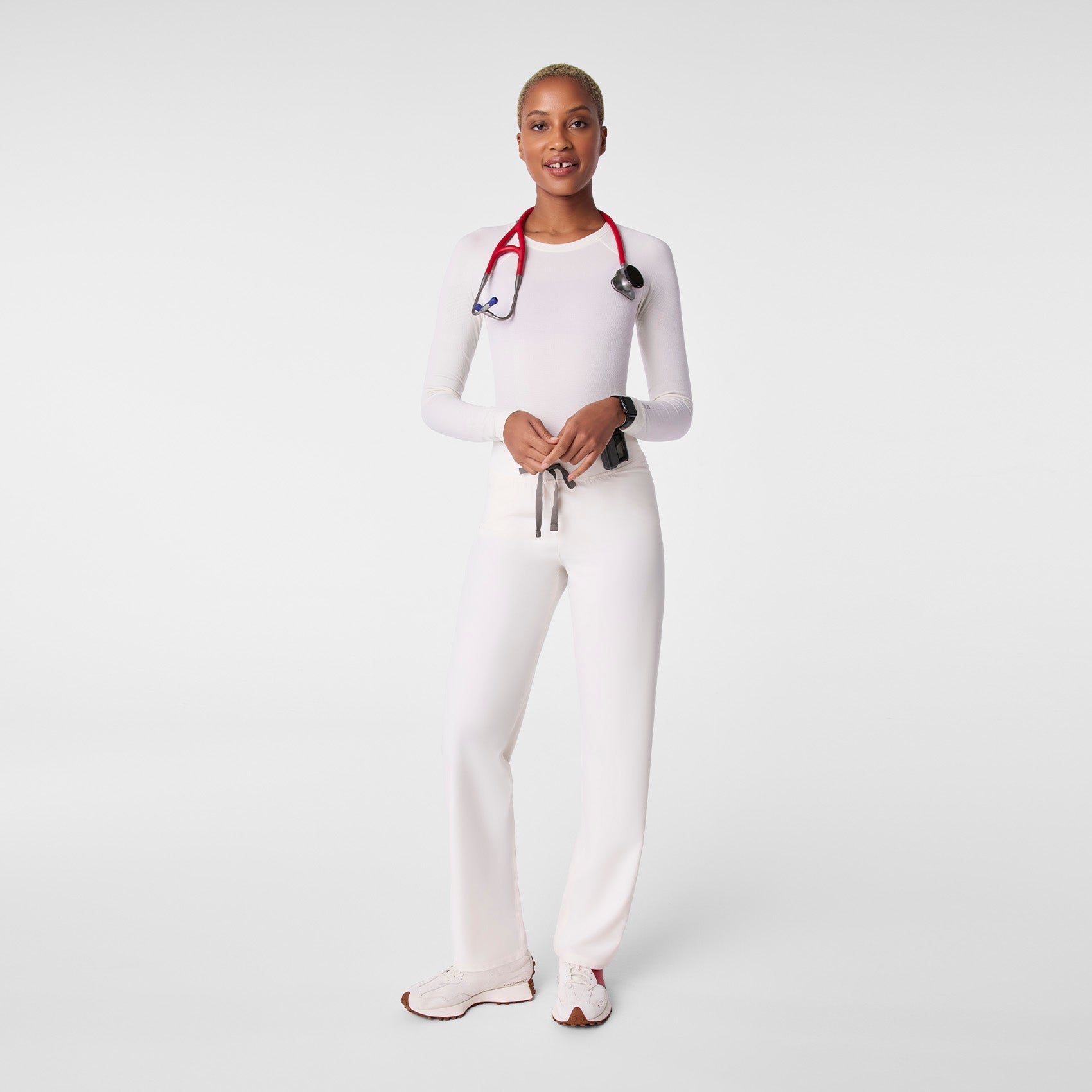 Salta Shimmer Long-Sleeve Underscrub - Off White