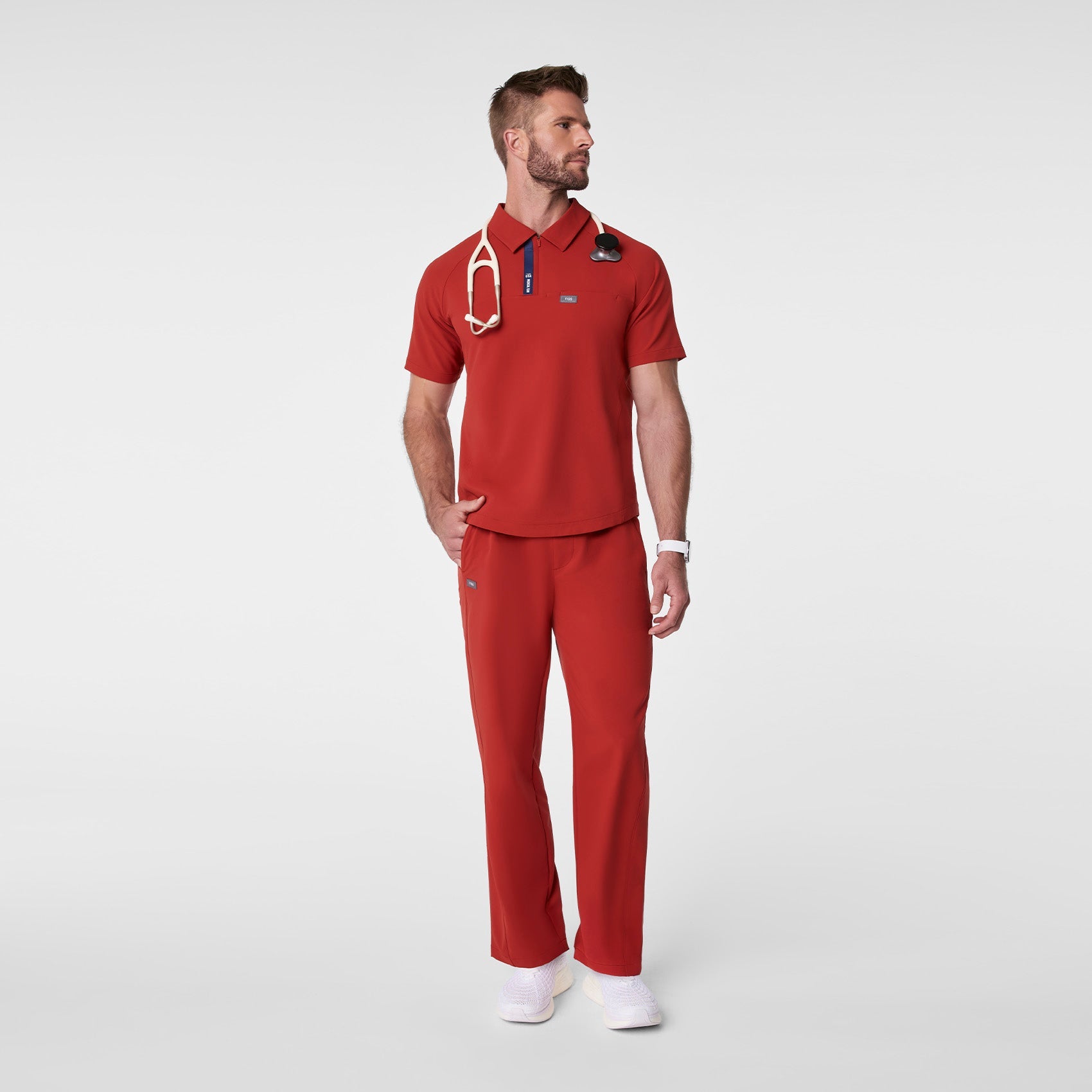 FIGS x Team USA Polo Scrub Top - Team USA Red