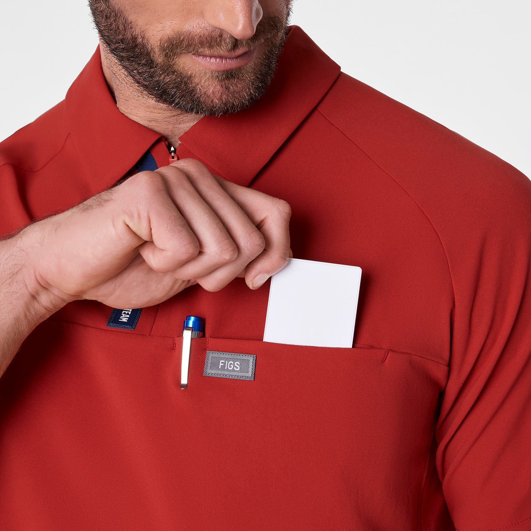 FIGS x Team USA Polo Scrub Top - Team USA Red