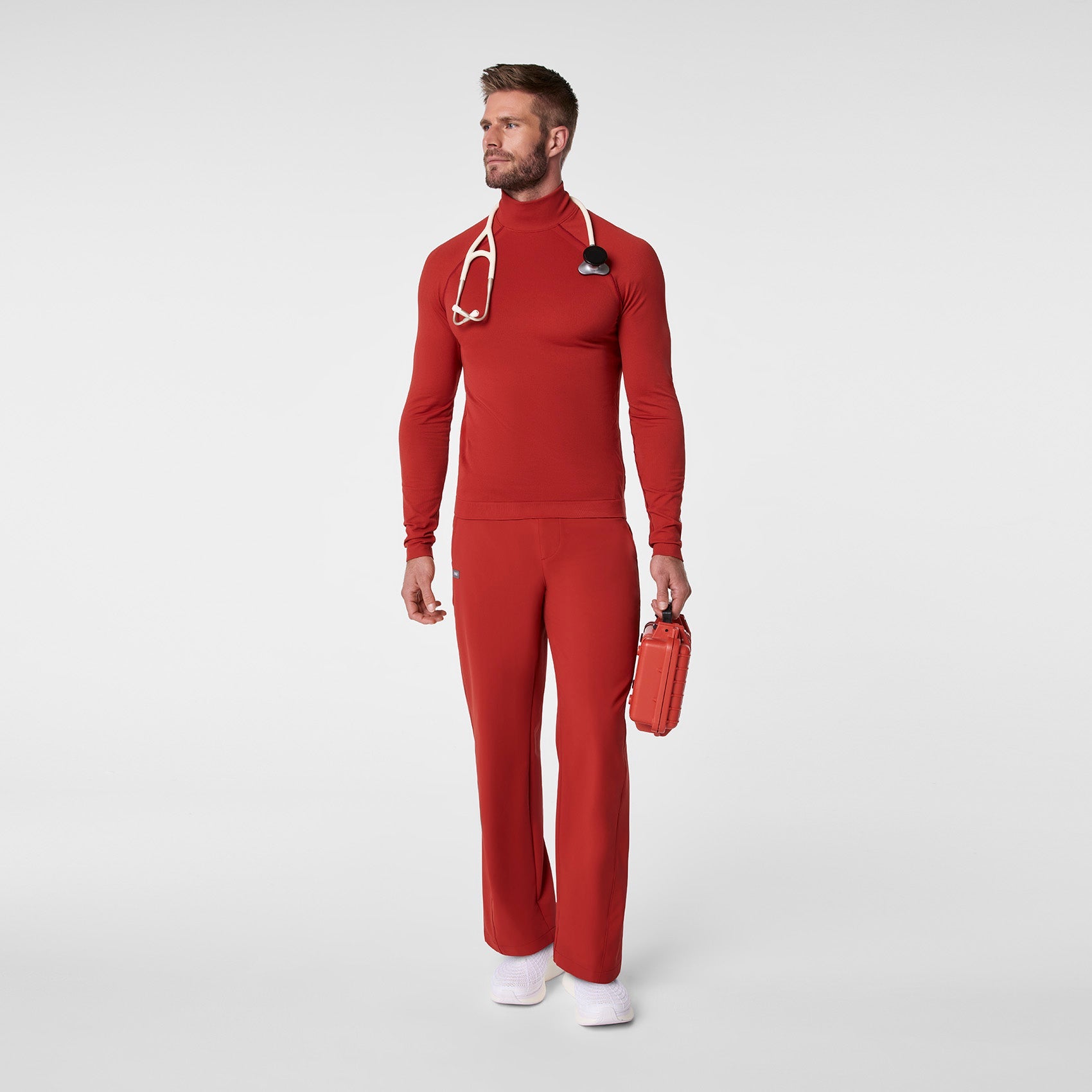 FIGS x Team USA Mock-Neck Long-Sleeve Underscrub - Team USA Red