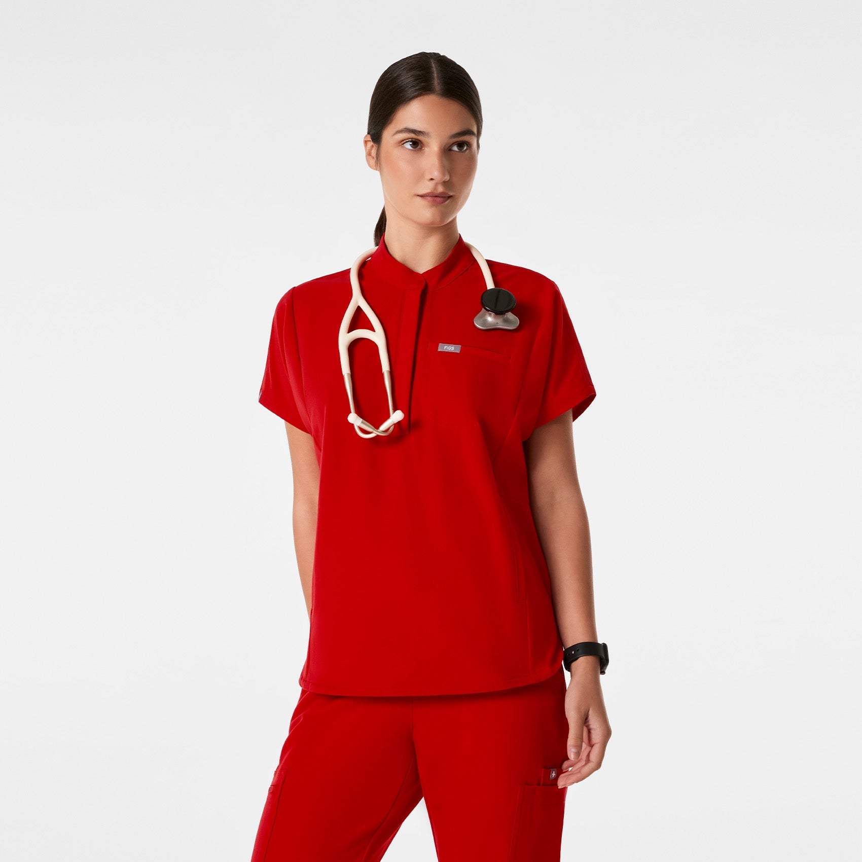 Montex Relaxed Scrub Top - Winning Red