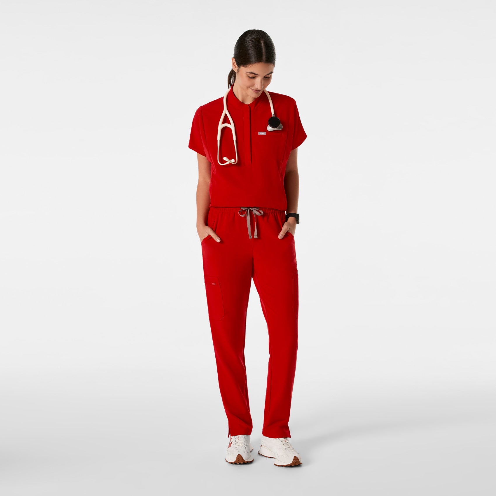 Montex Relaxed Scrub Top - Winning Red