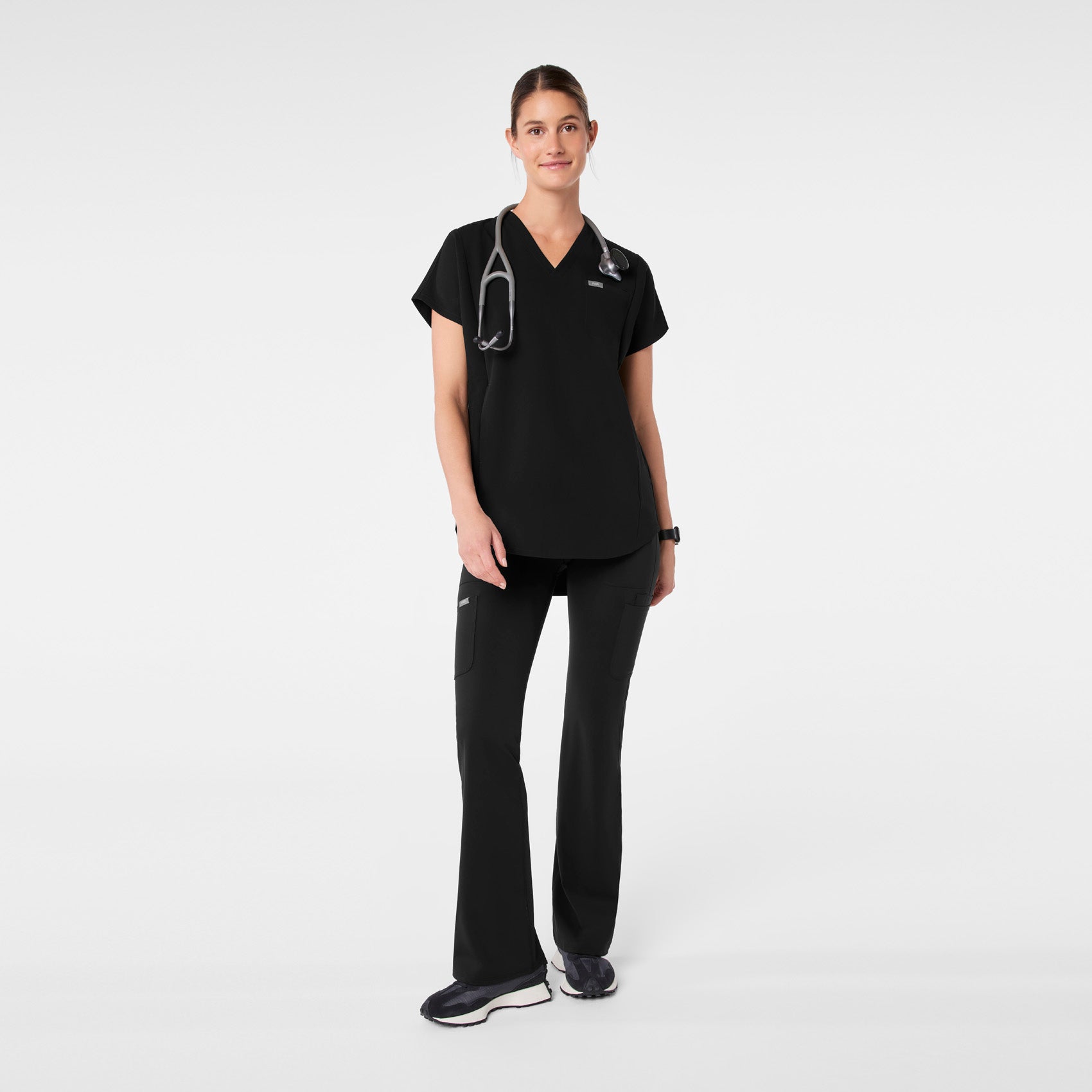  Addison Tunic Scrub Top - Black