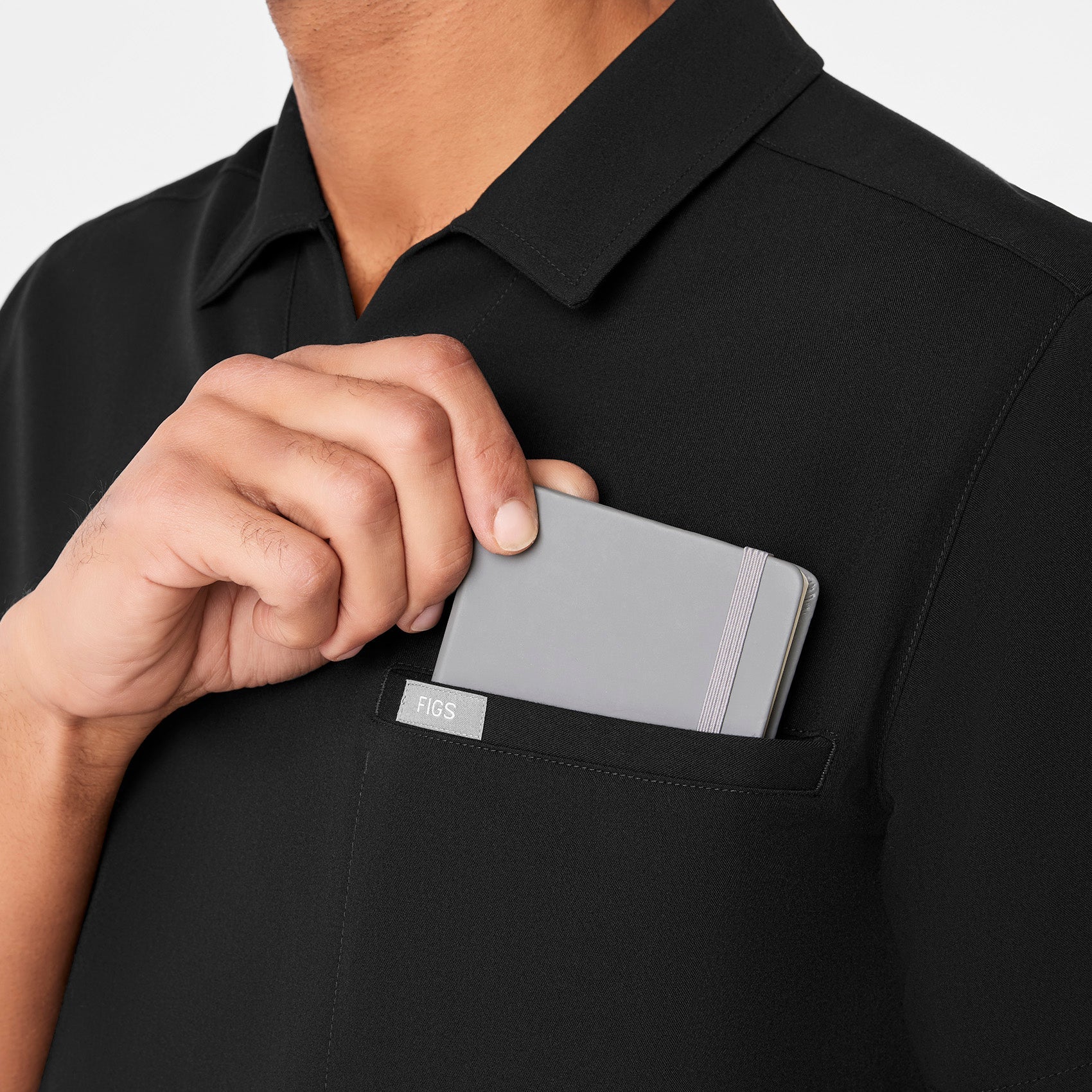 Arad Polo Scrub Top - Black