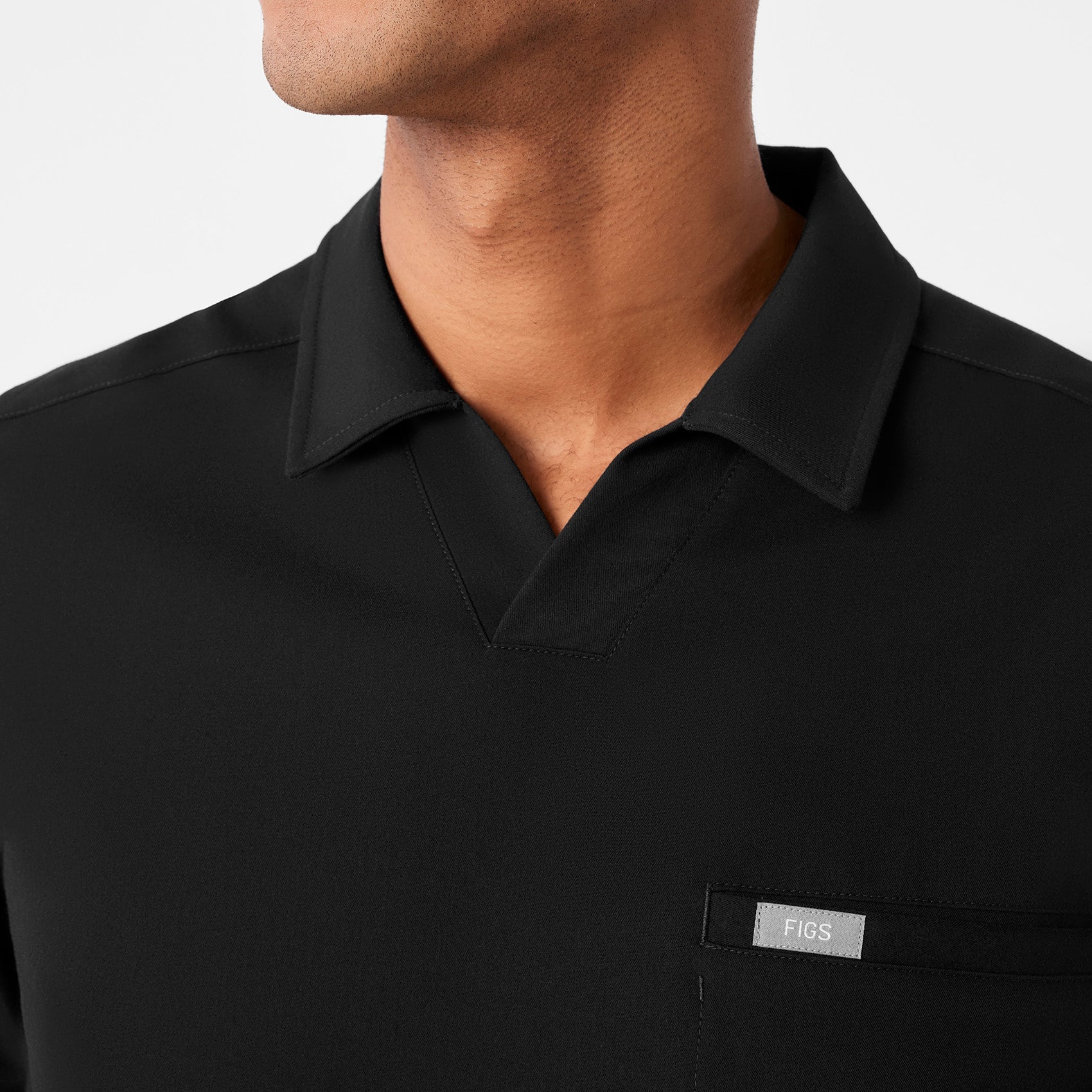 Arad Polo Scrub Top - Black
