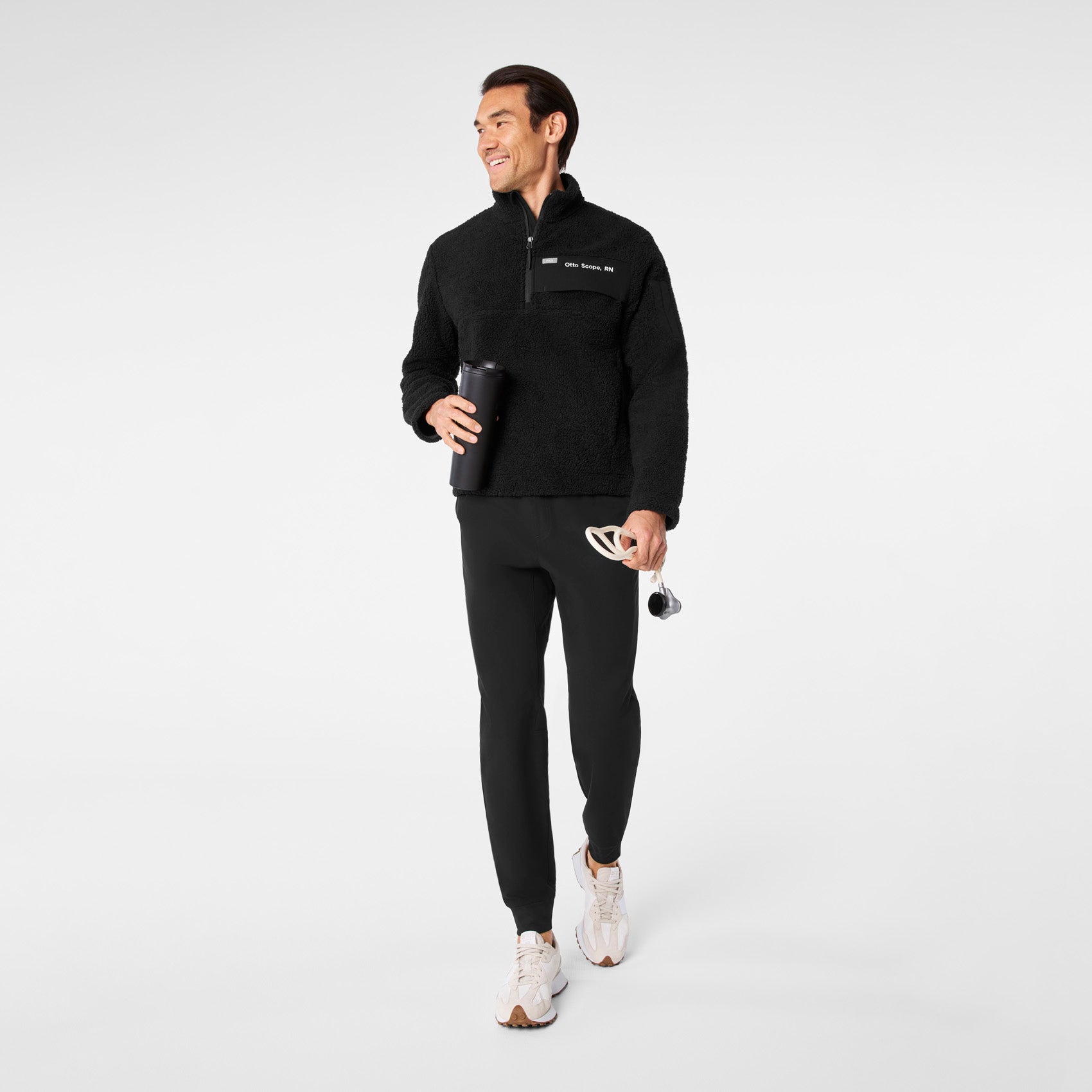High-Pile Fleece Pullover - Black