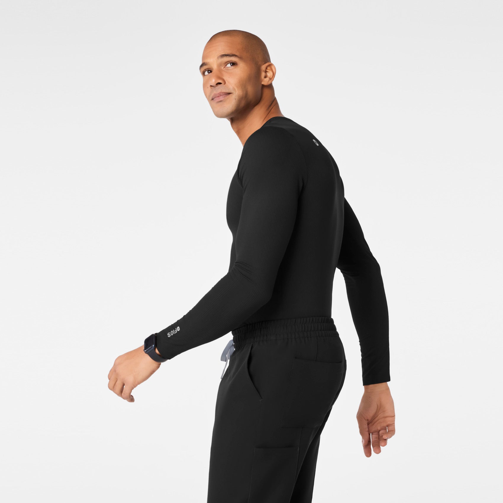 Thomas Ribbed Long-Sleeve Underscrub - Black