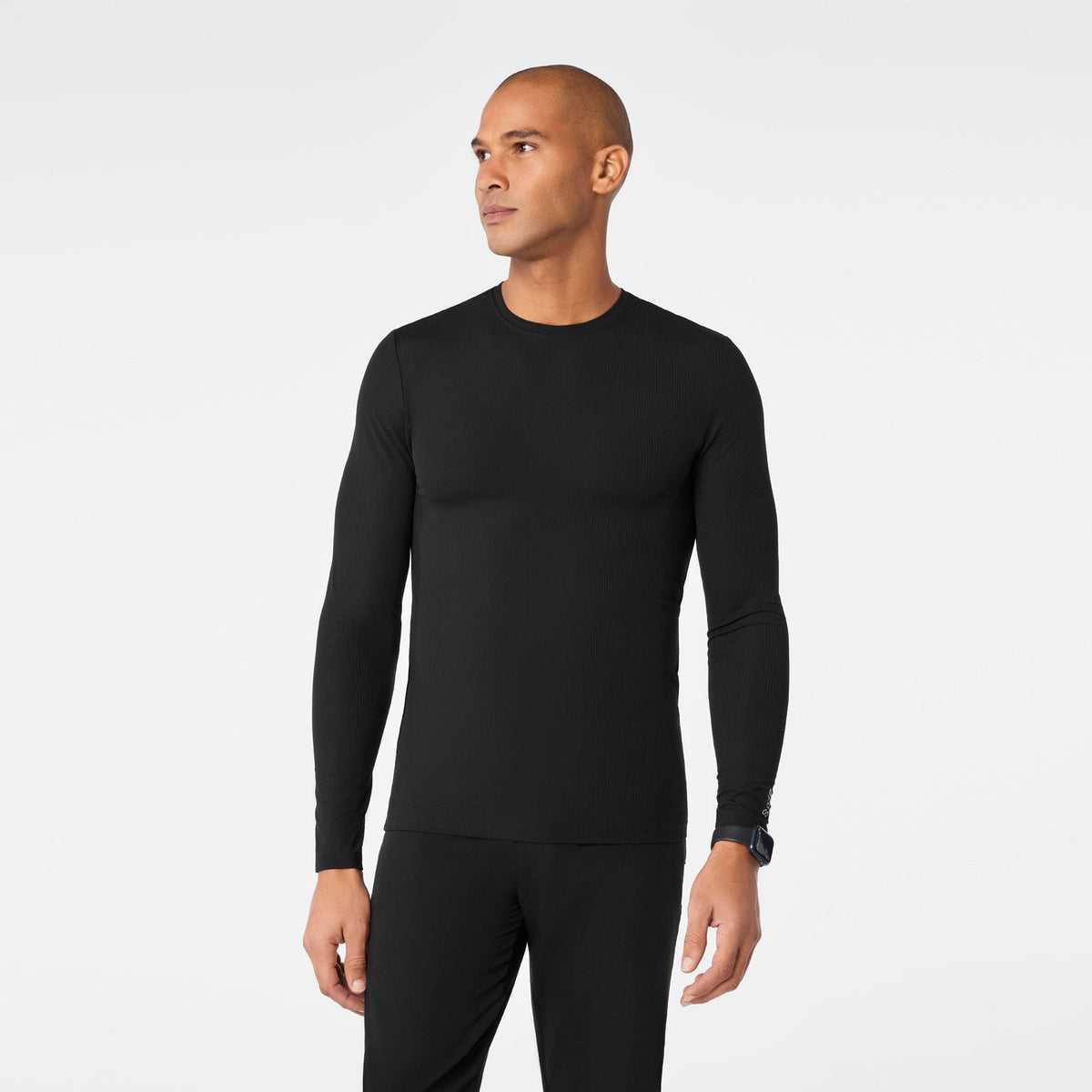 Thomas Ribbed Long-Sleeve Underscrub - Black