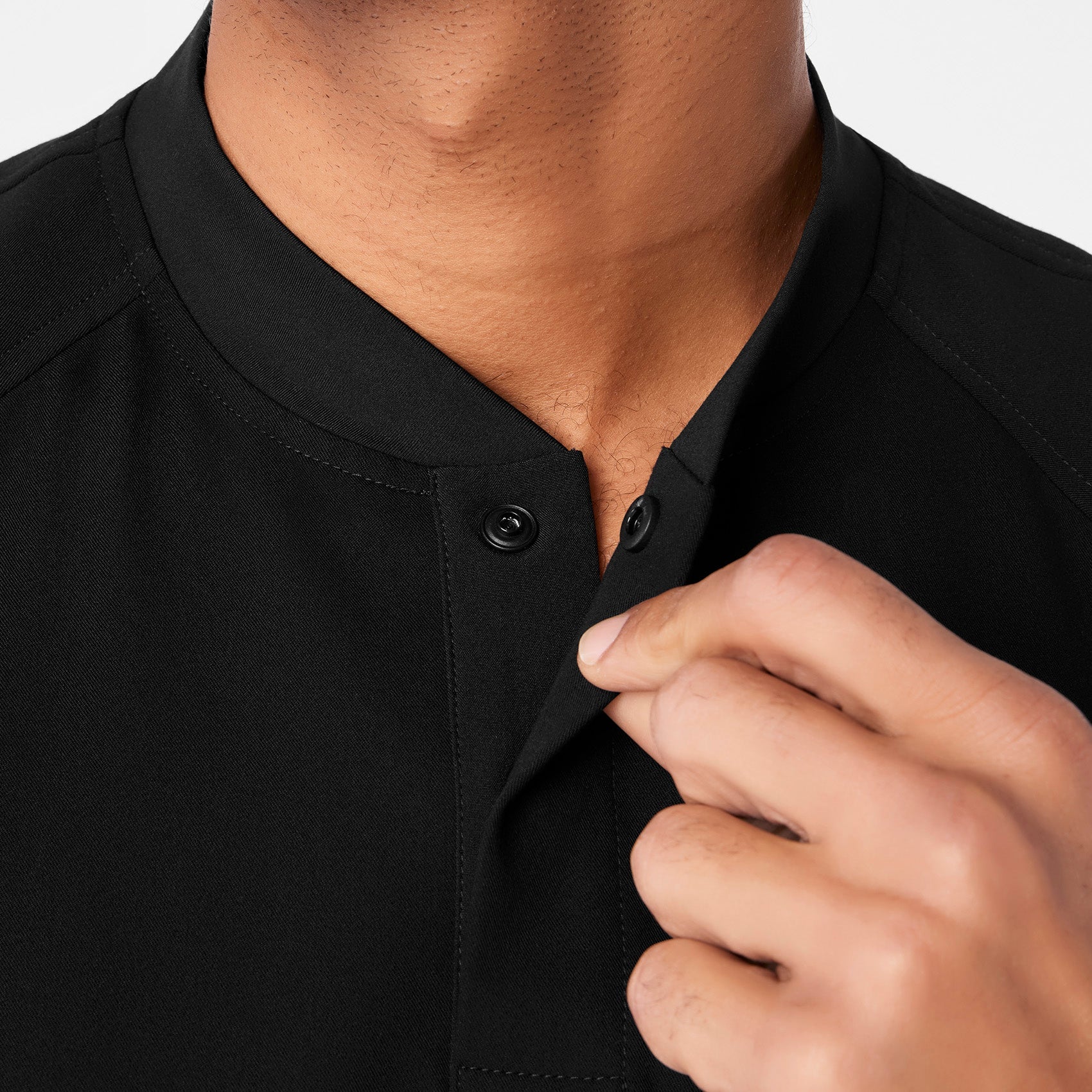 Stratton Henley Scrub Top - Black