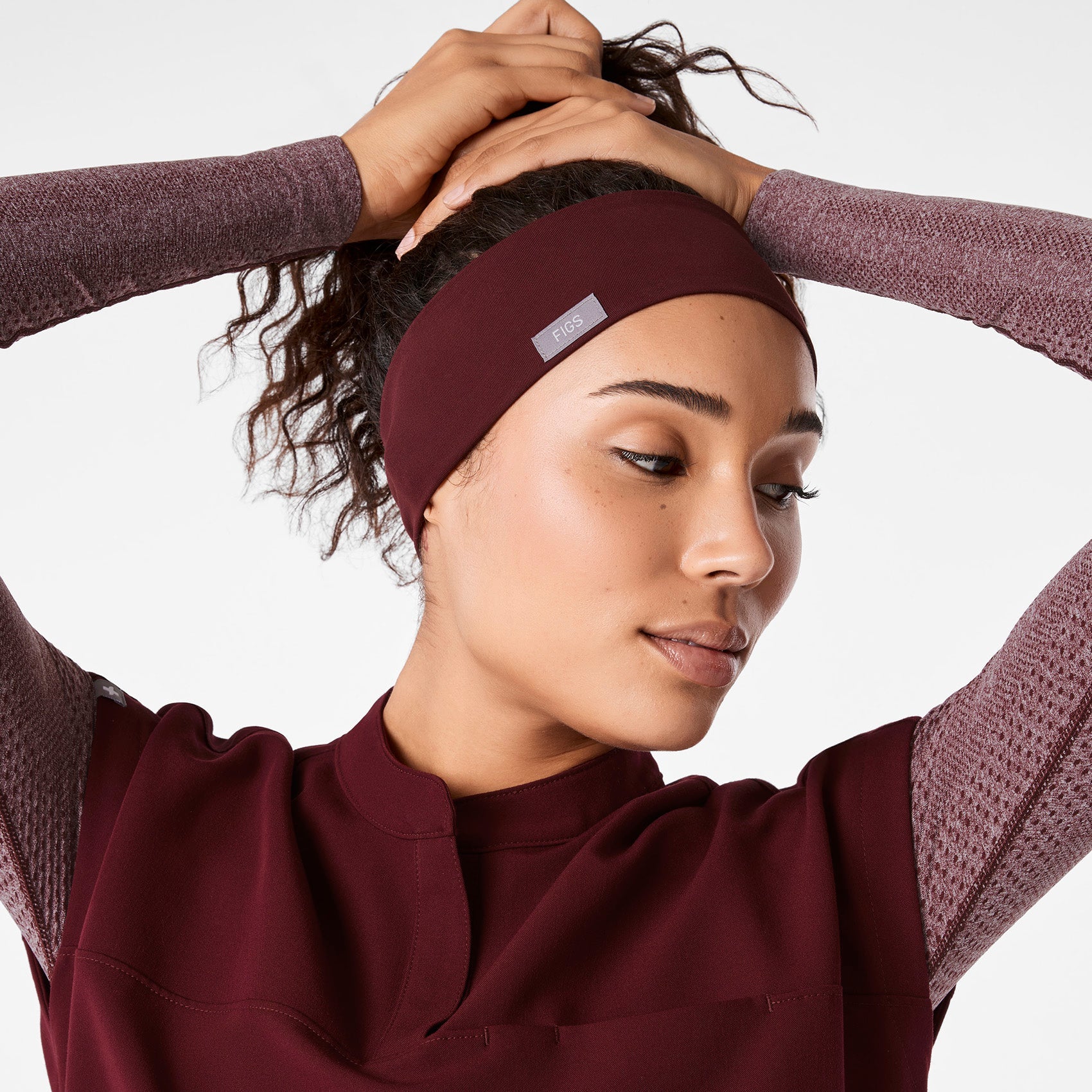 FIGS Cinched Headband - Burgundy
