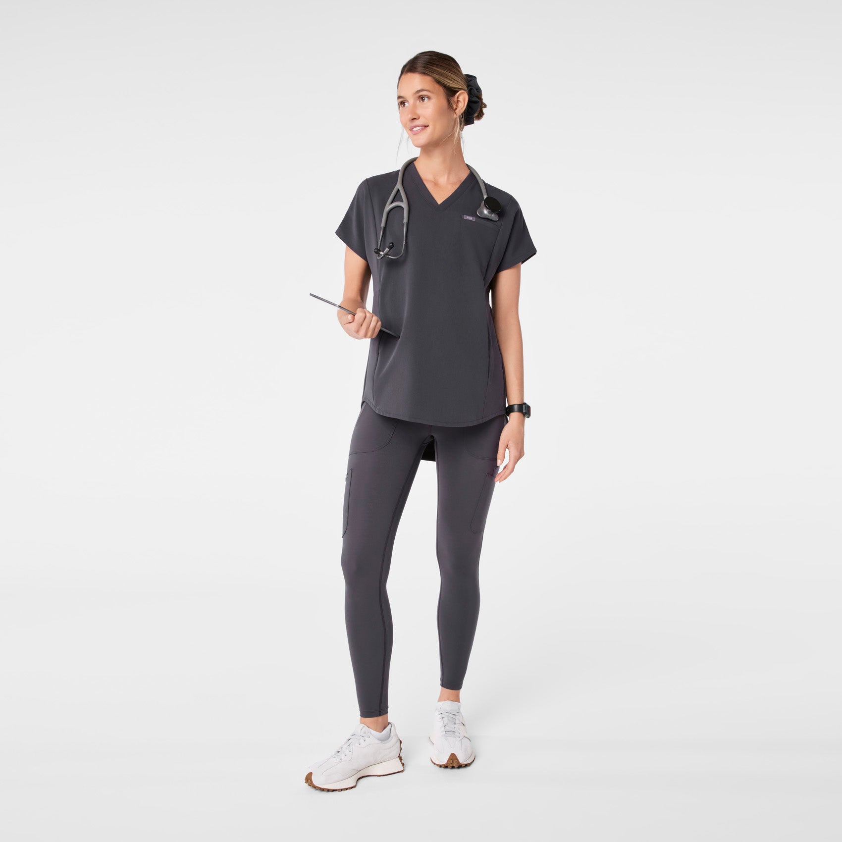  Addison Tunic Scrub Top - Charcoal