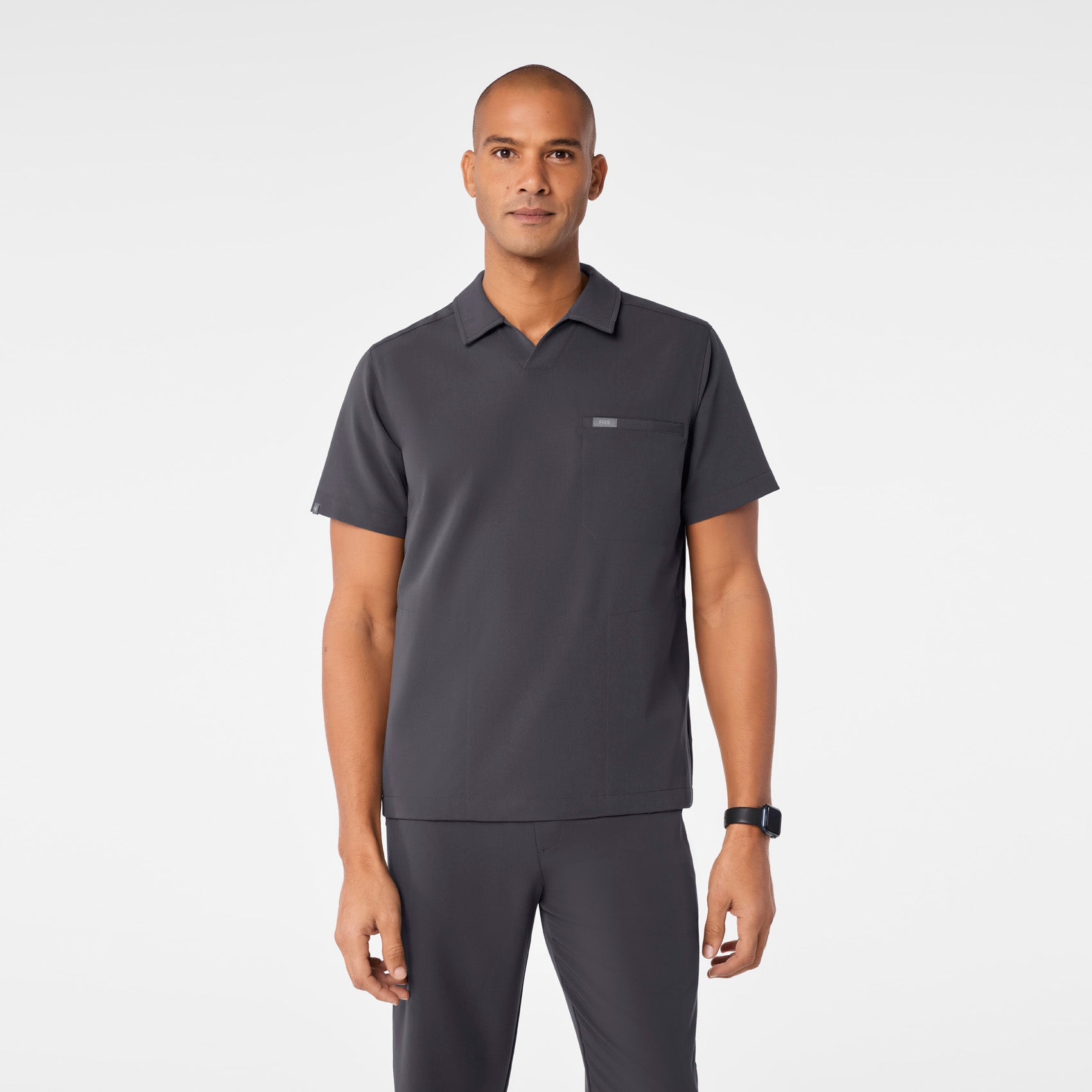 Arad Polo Scrub Top - Charcoal