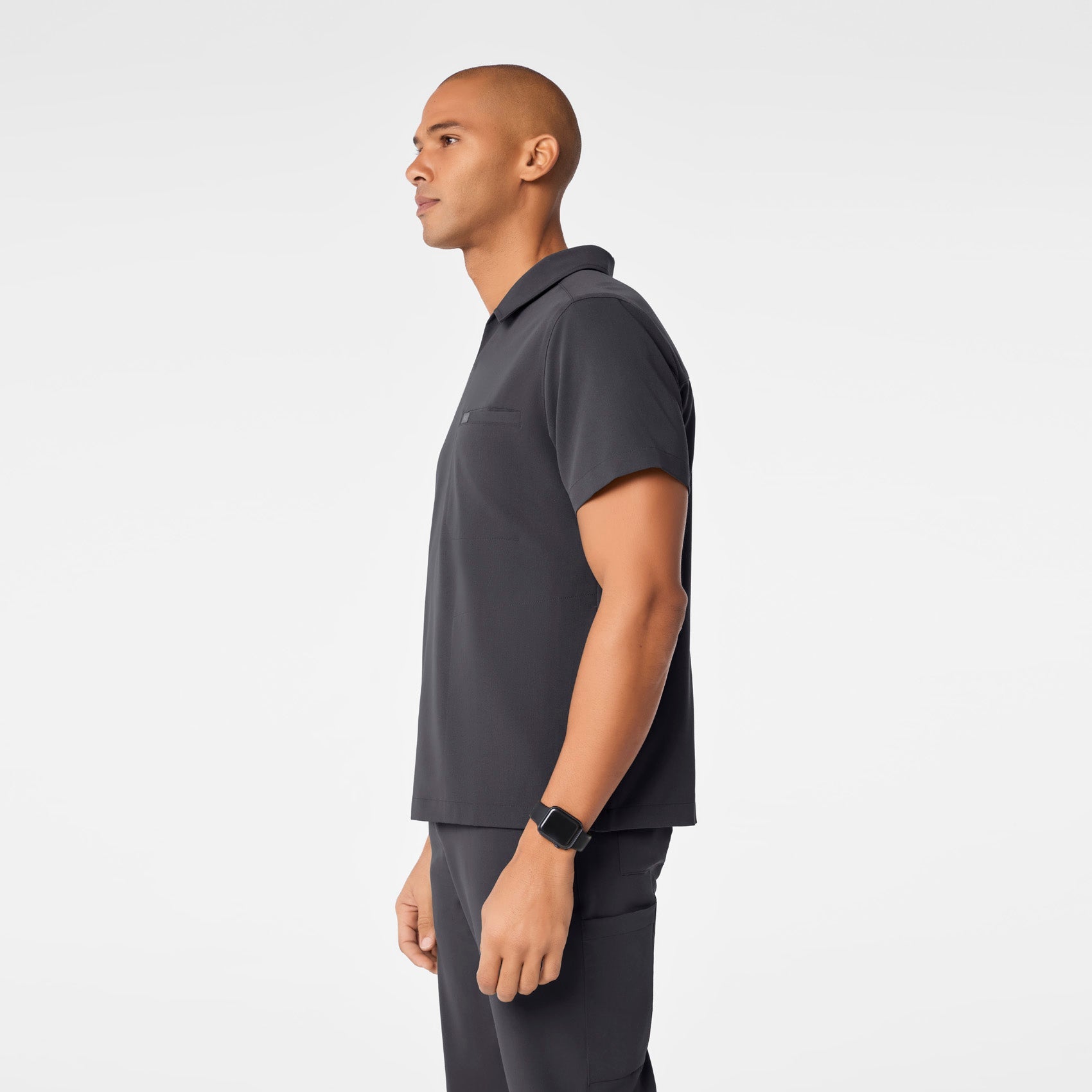 Arad Polo Scrub Top - Charcoal