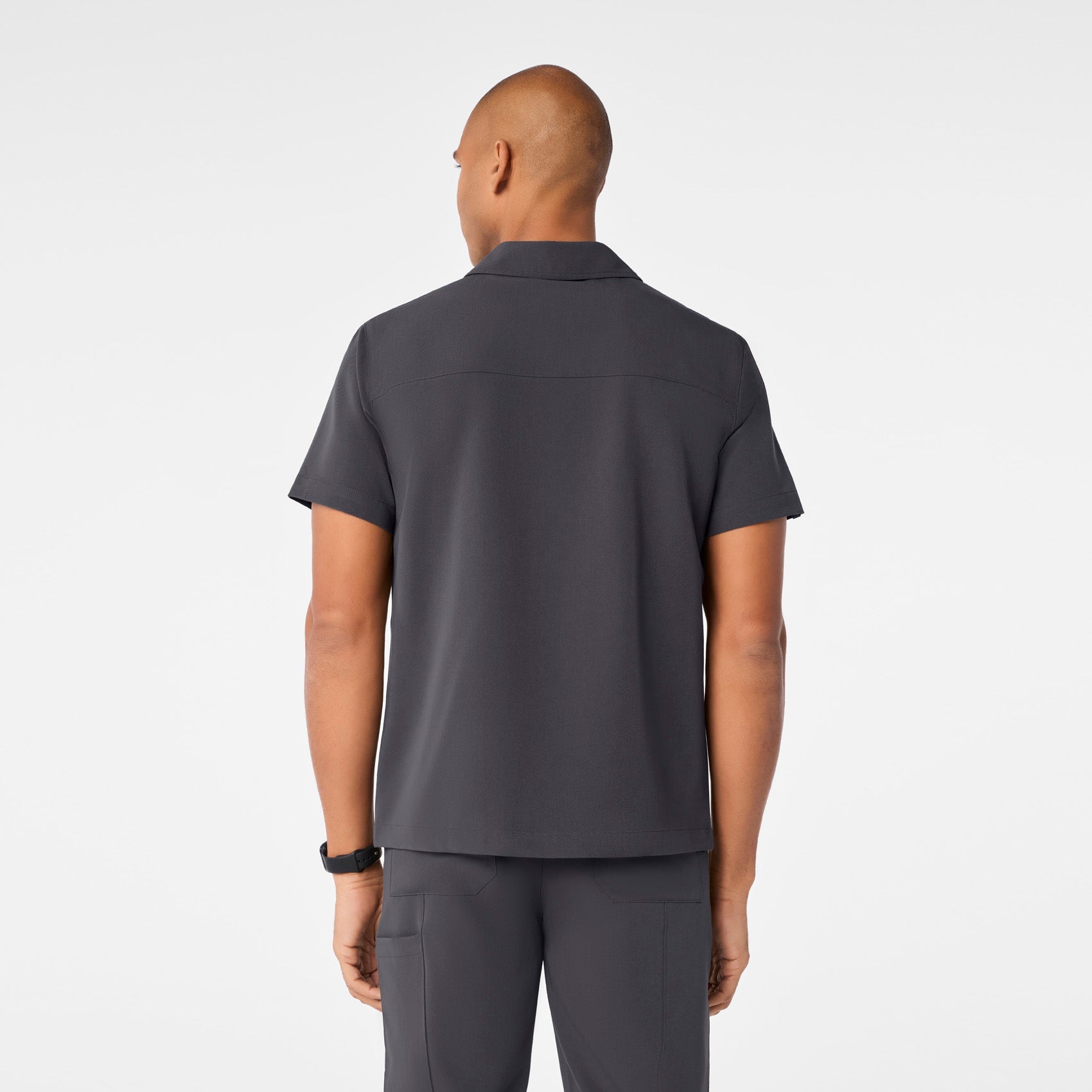 Arad Polo Scrub Top - Charcoal