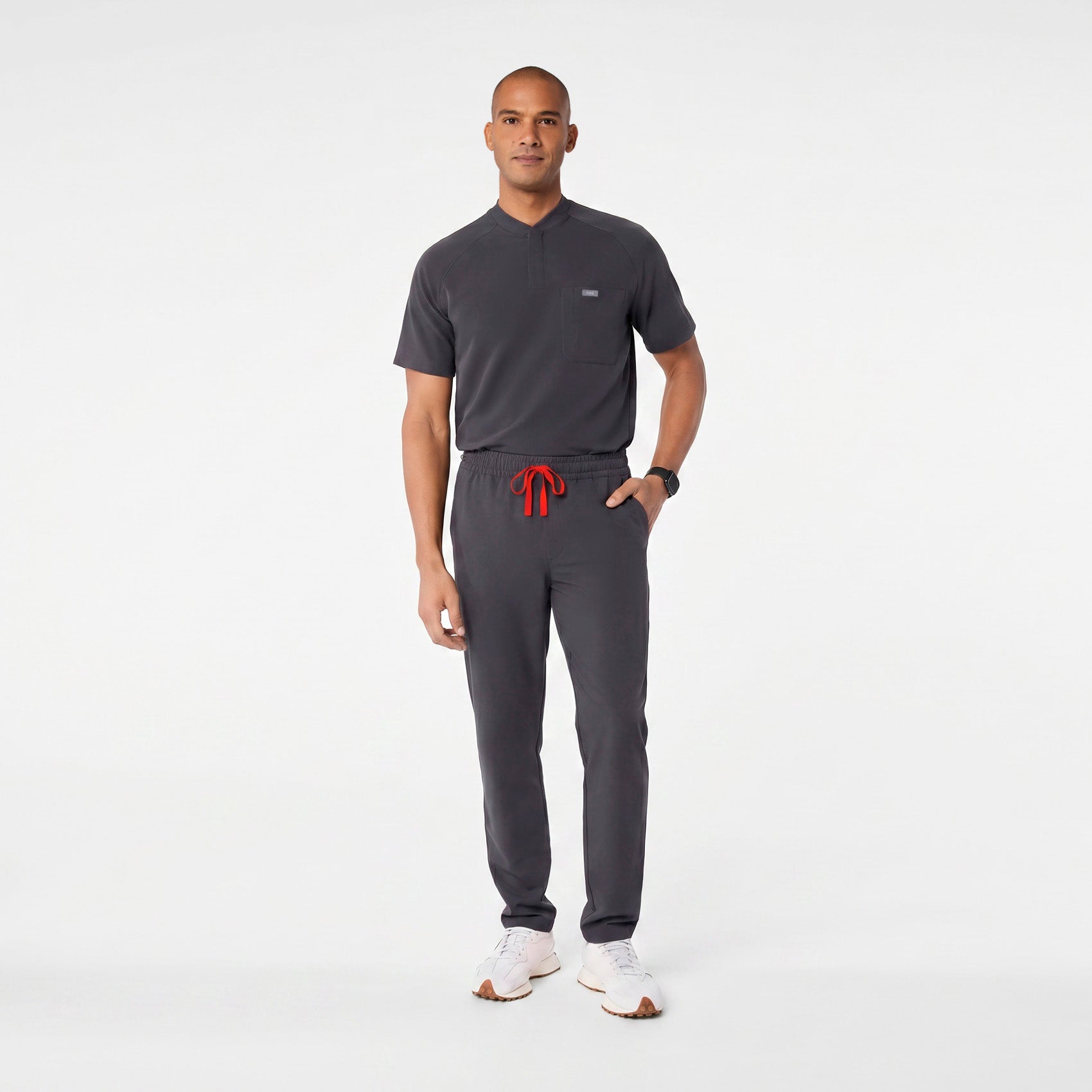 Stratton Henley Scrub Top - Charcoal