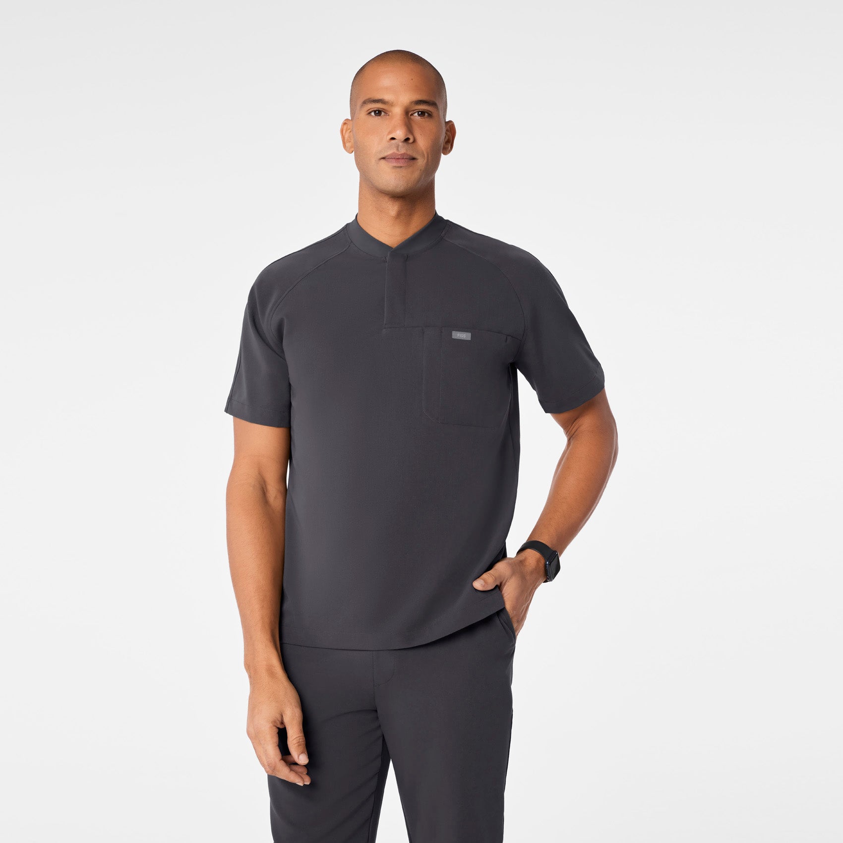 Stratton Henley Scrub Top - Charcoal