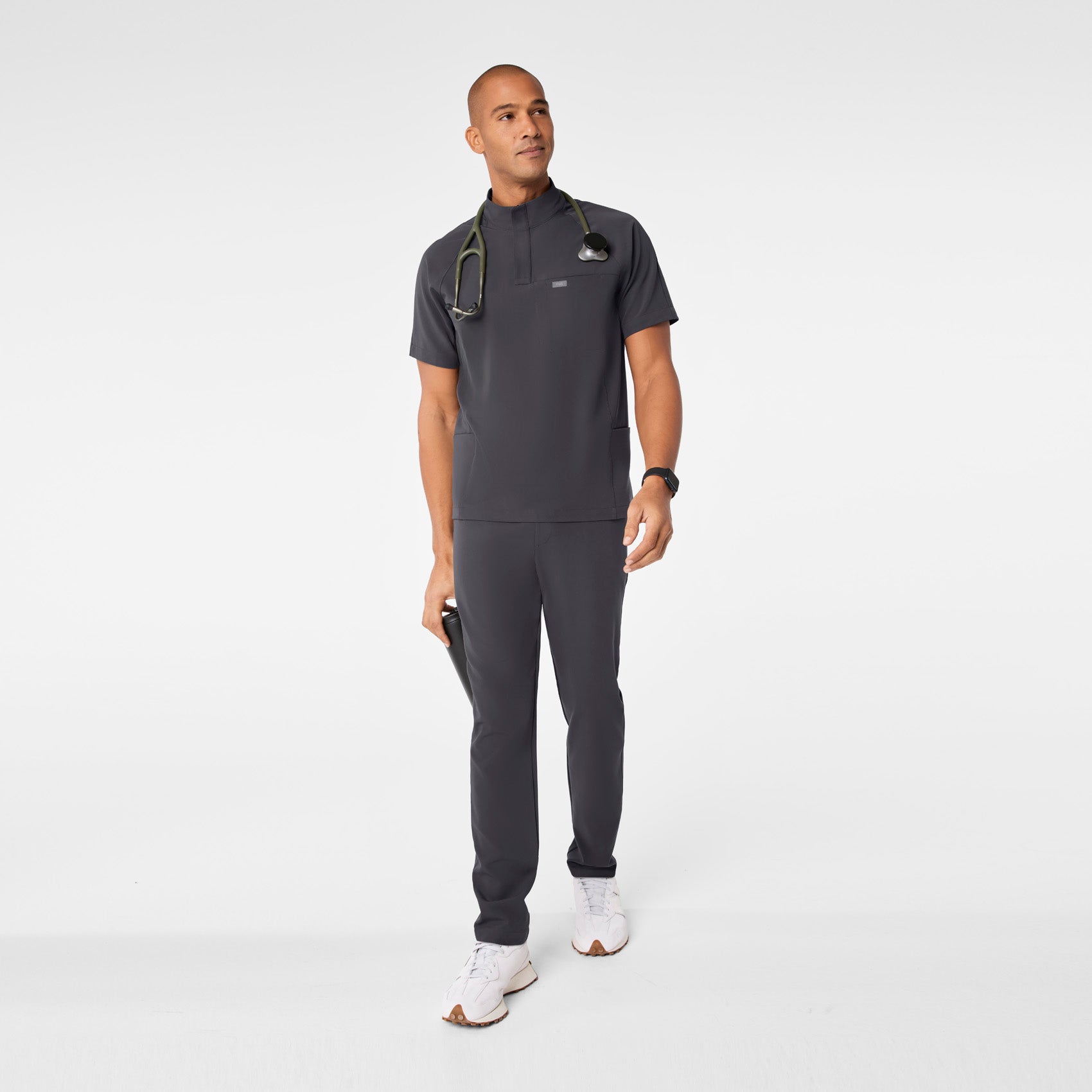 Timmons Mock-Neck Scrub Top - Charcoal