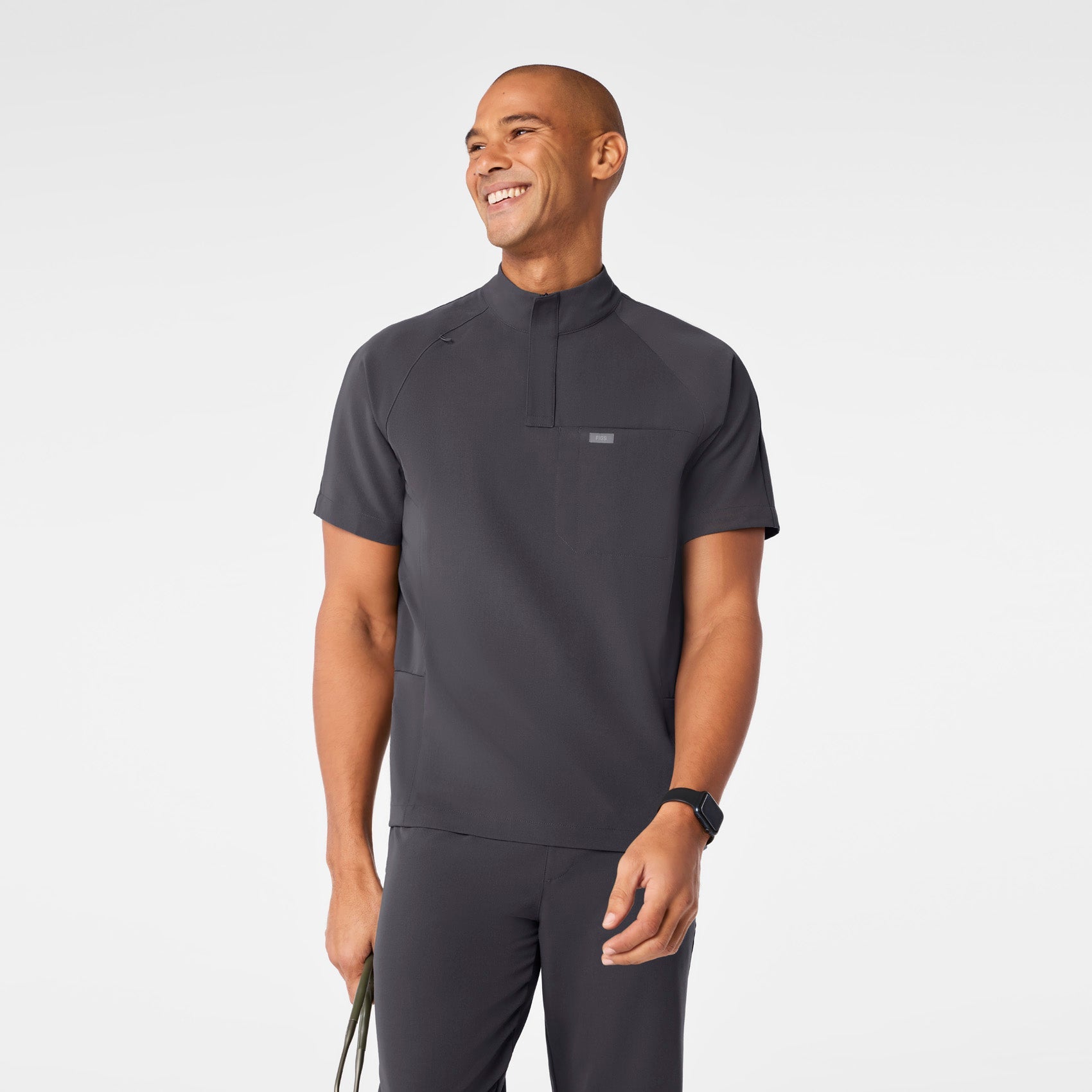 Timmons Mock-Neck Scrub Top - Charcoal