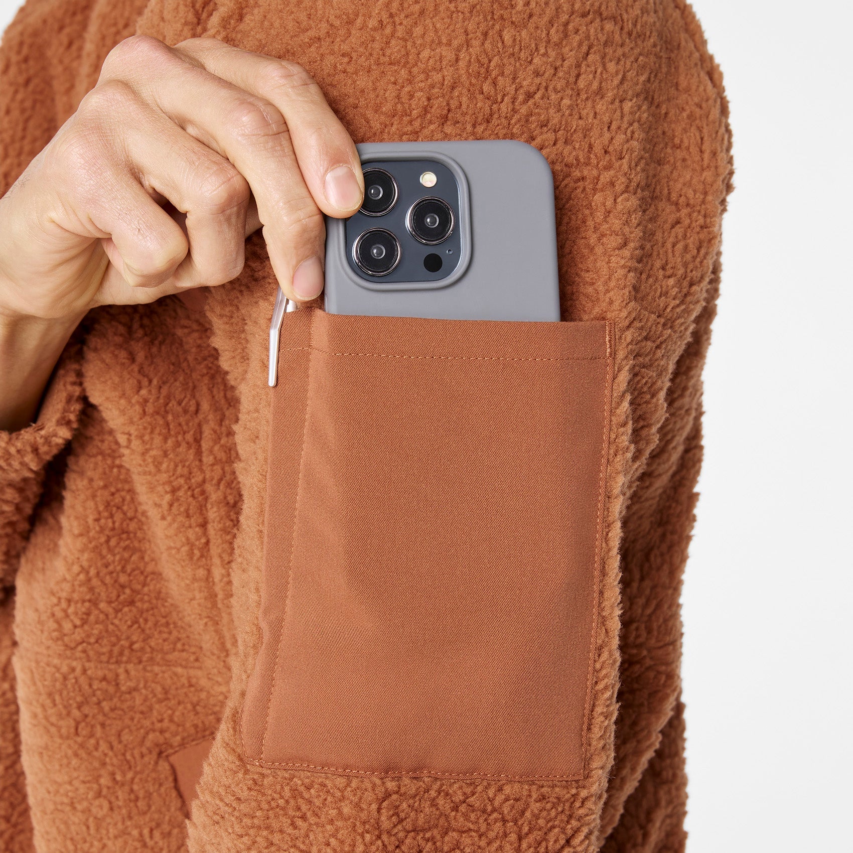 High-Pile Fleece Bomber Jacket - Mocha