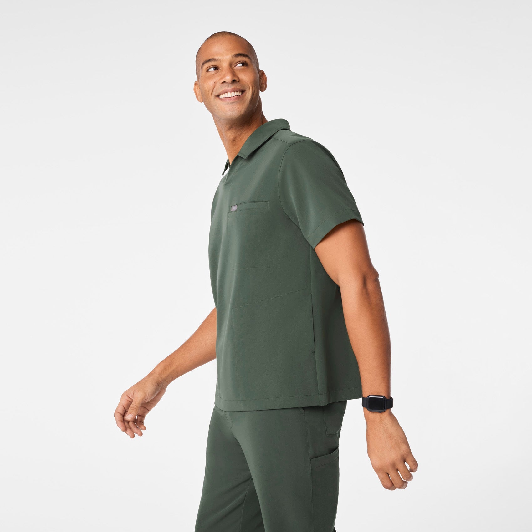 Arad Polo Scrub Top - Moss