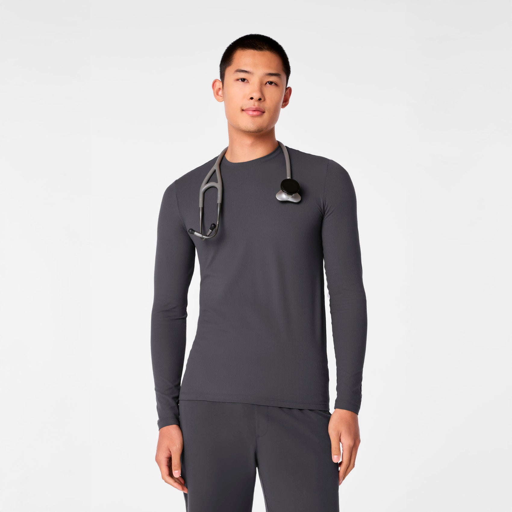 Thomas Ribbed Long-Sleeve Underscrub - Charcoal