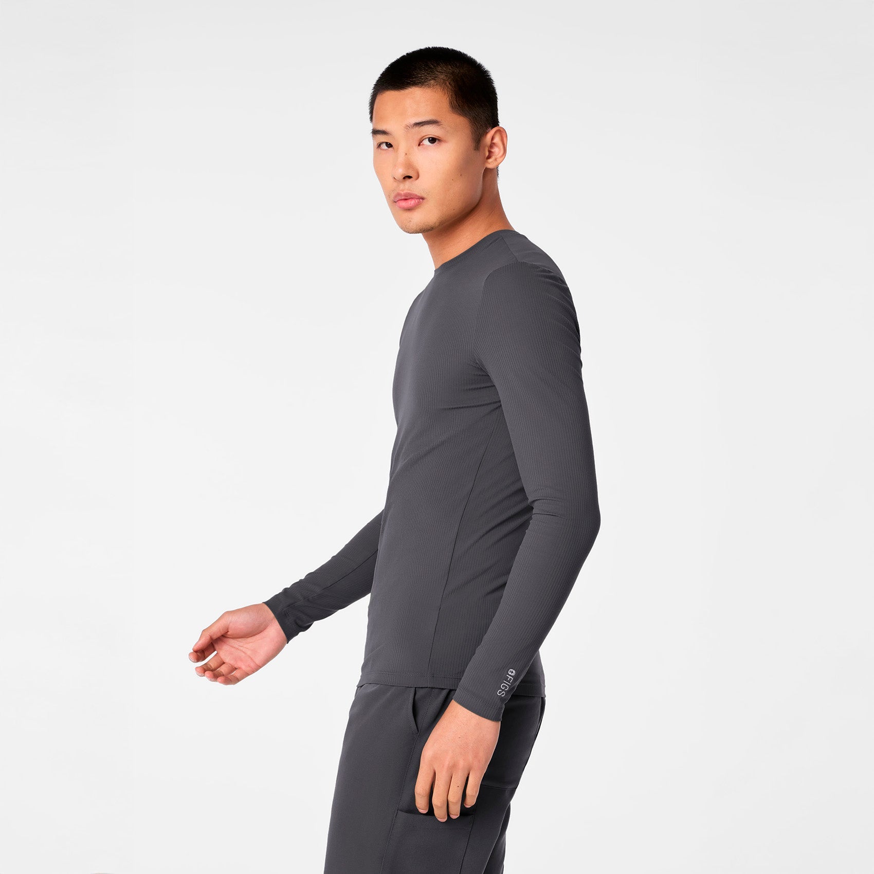 Thomas Ribbed Long-Sleeve Underscrub - Charcoal