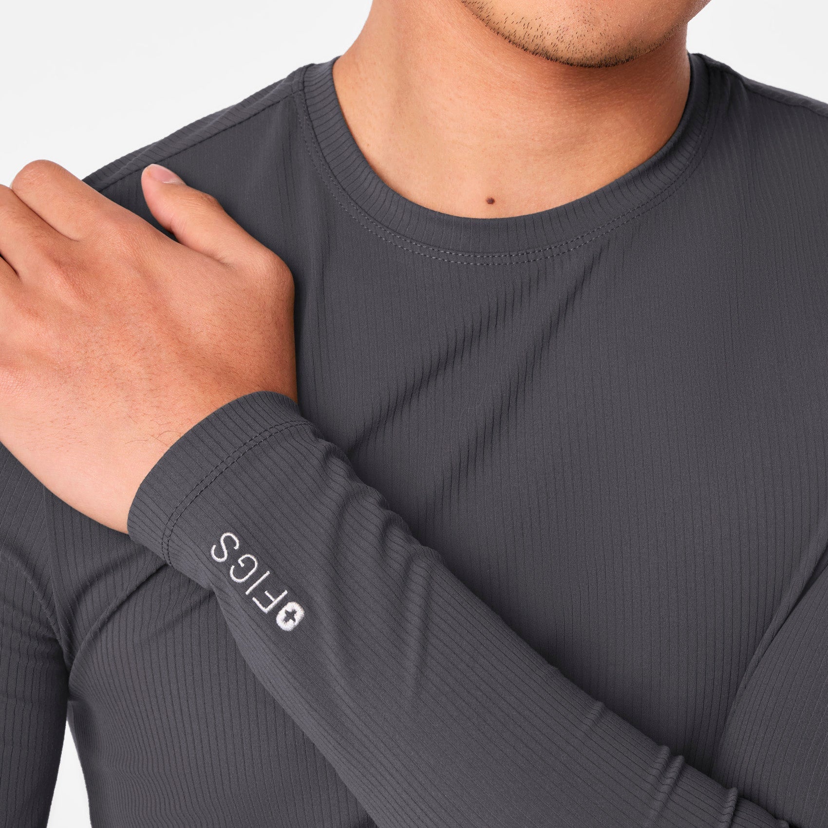 Thomas Ribbed Long-Sleeve Underscrub - Charcoal