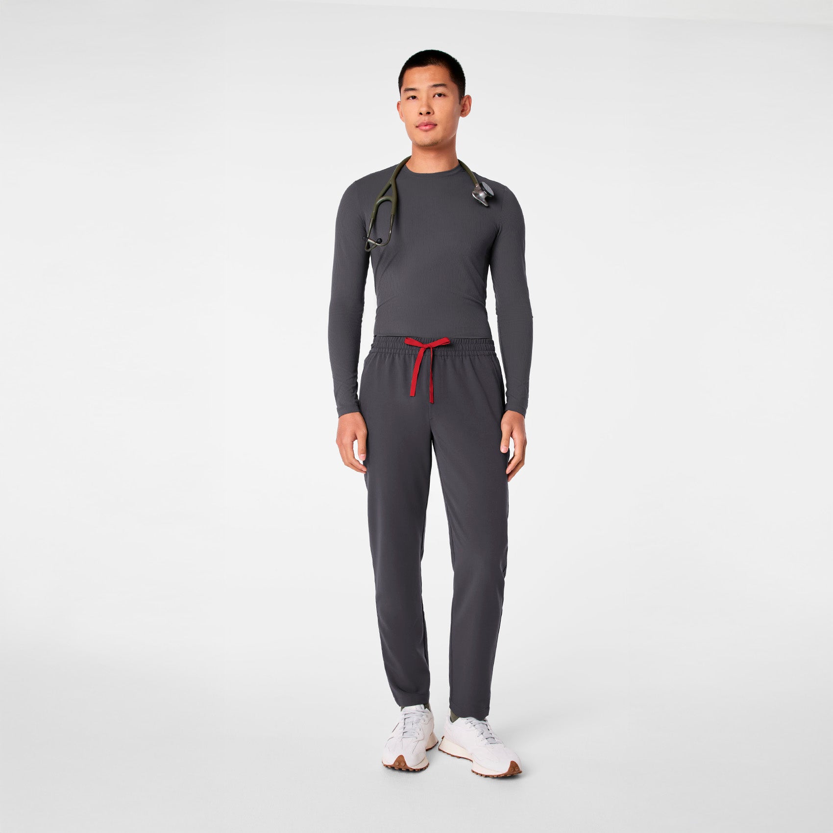 Thomas Ribbed Long-Sleeve Underscrub - Charcoal