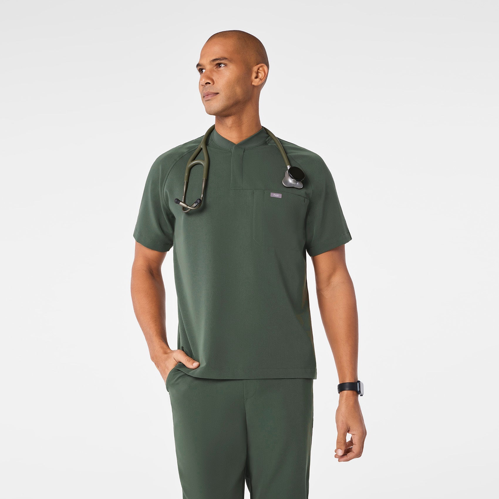 Stratton Henley Scrub Top - Moss