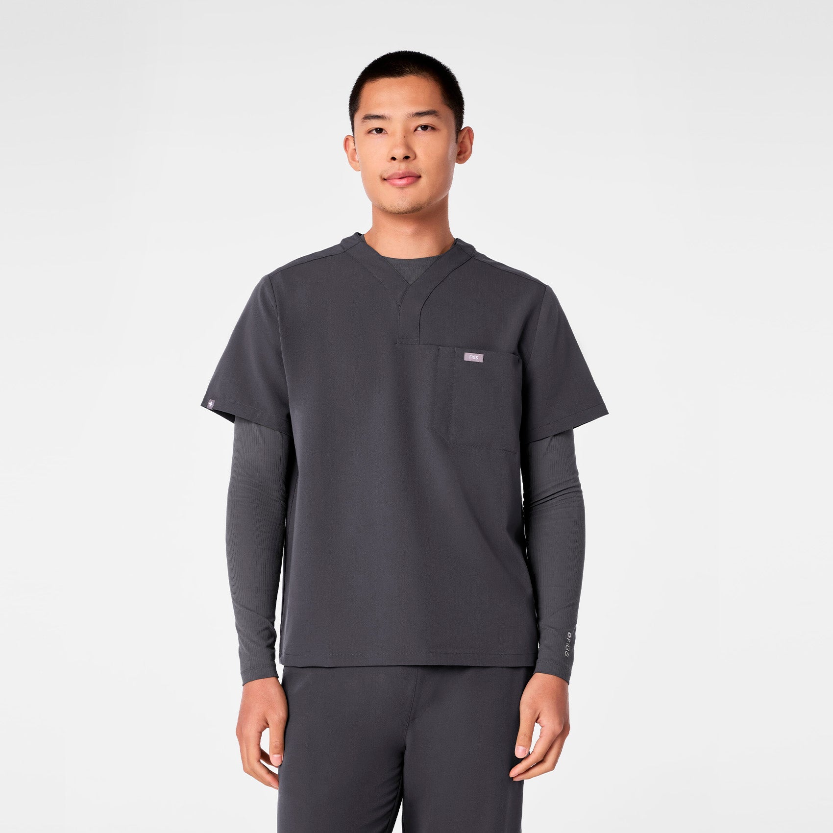 Surrey V-Neck Scrub Top - Charcoal