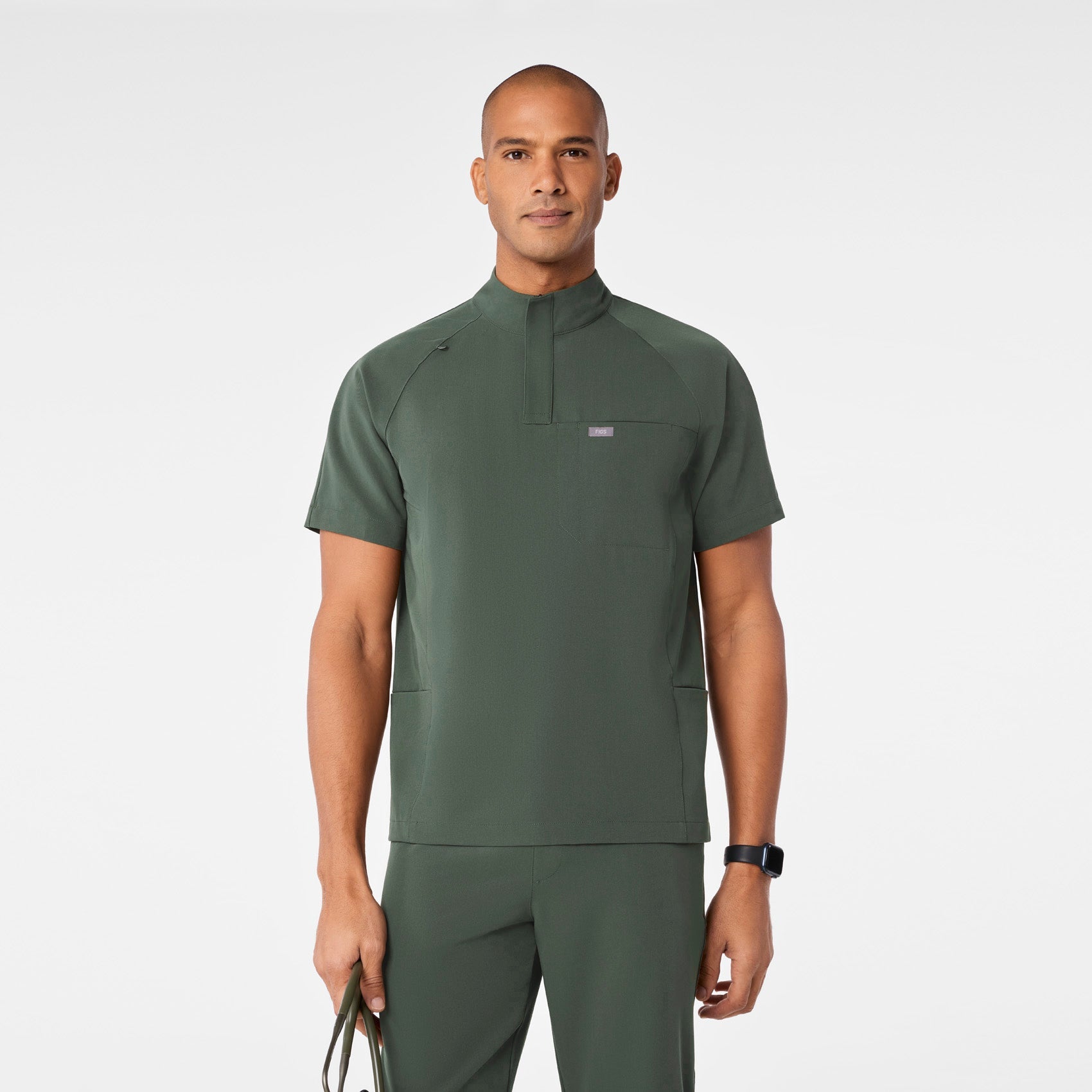 Timmons Mock-Neck Scrub Top - Moss