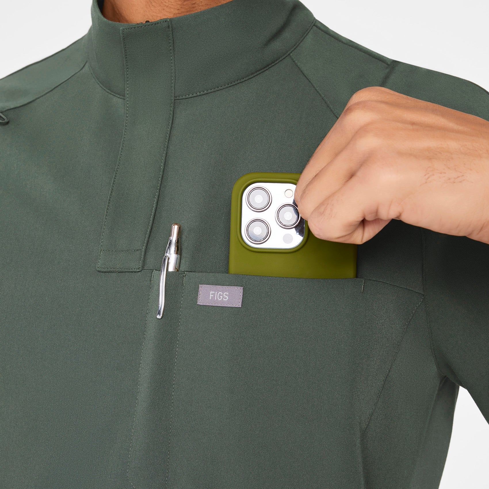 Timmons Mock-Neck Scrub Top - Moss