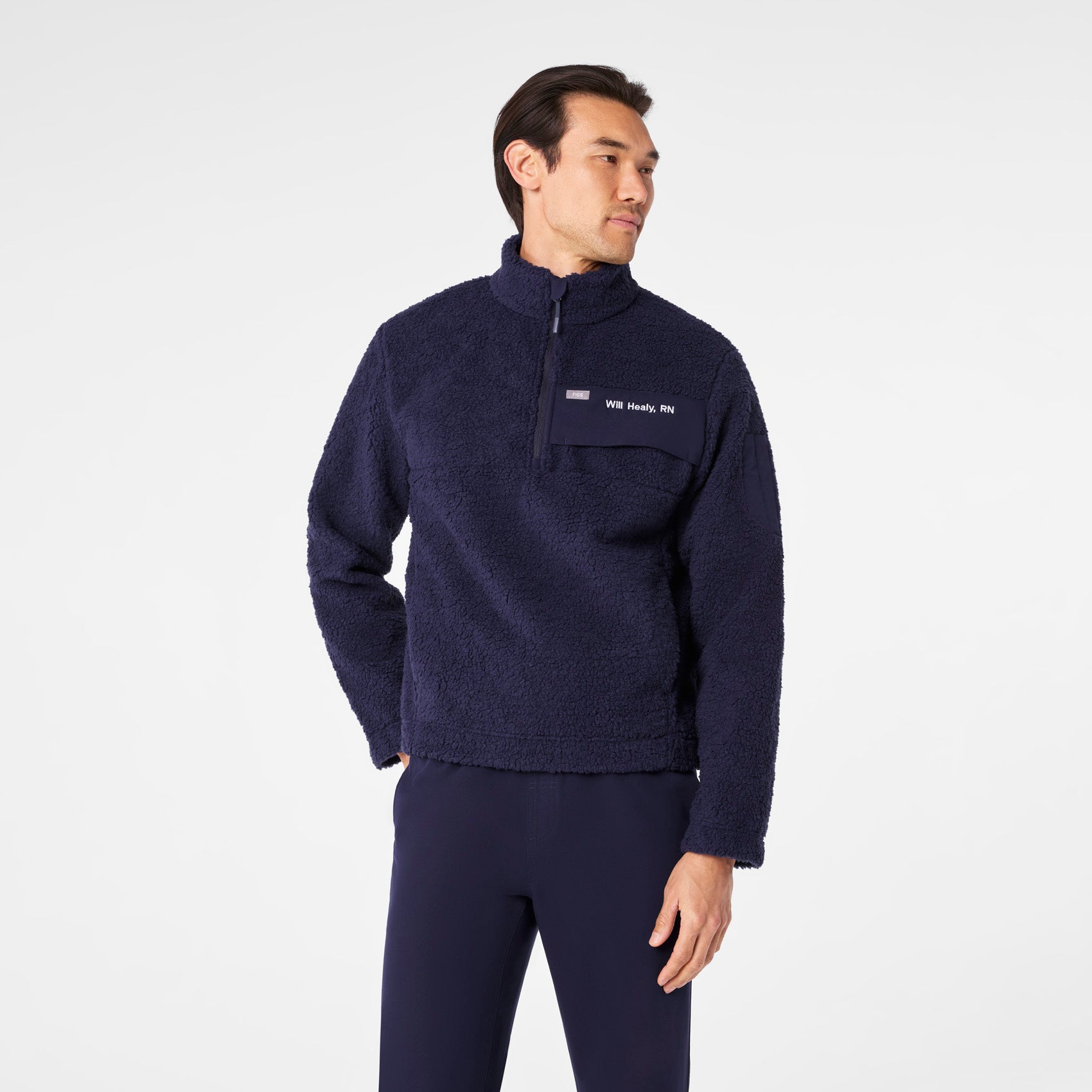 High-Pile Fleece Pullover - Navy