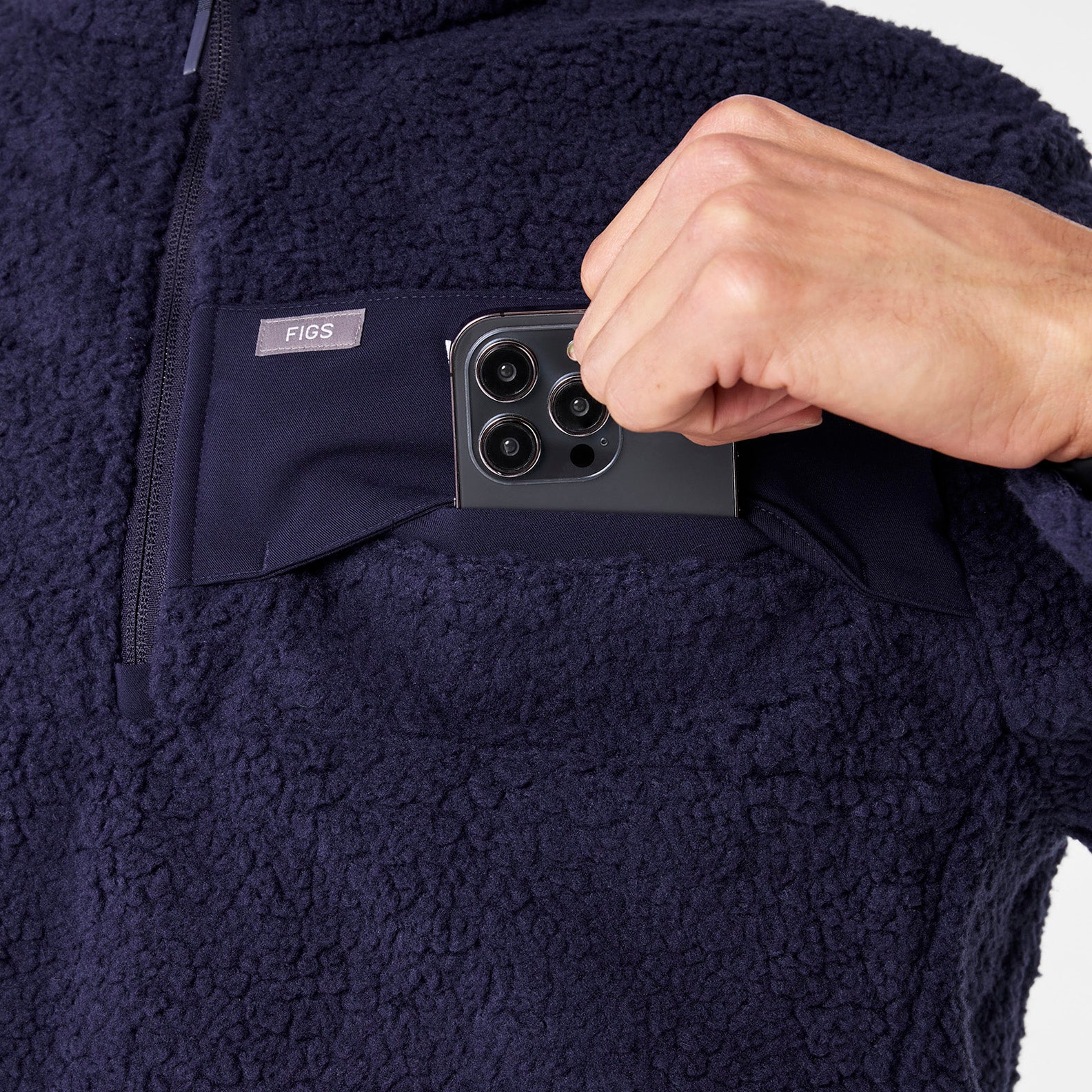 High-Pile Fleece Pullover - Navy