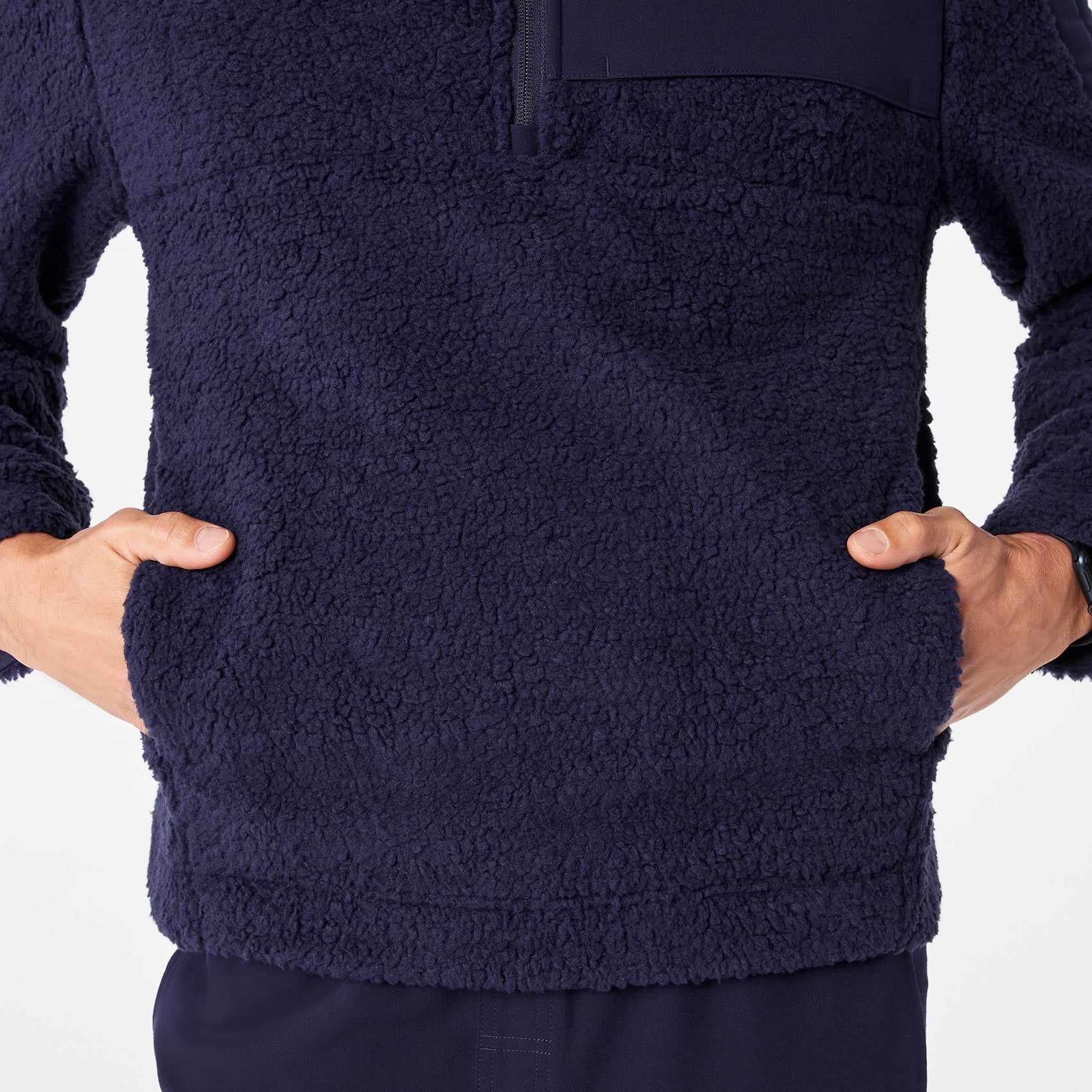 High-Pile Fleece Pullover - Navy