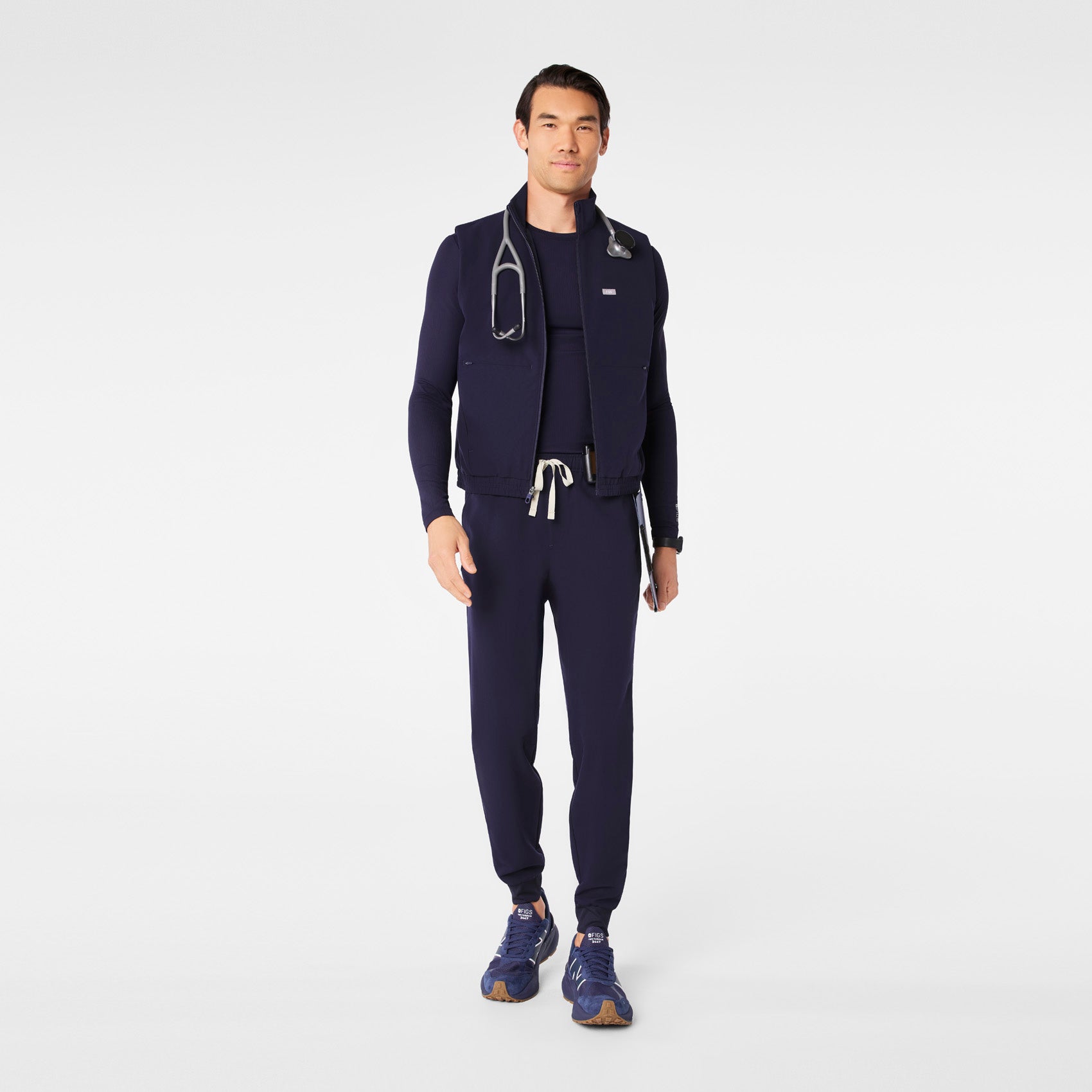Thomas Ribbed Long-Sleeve Underscrub - Navy