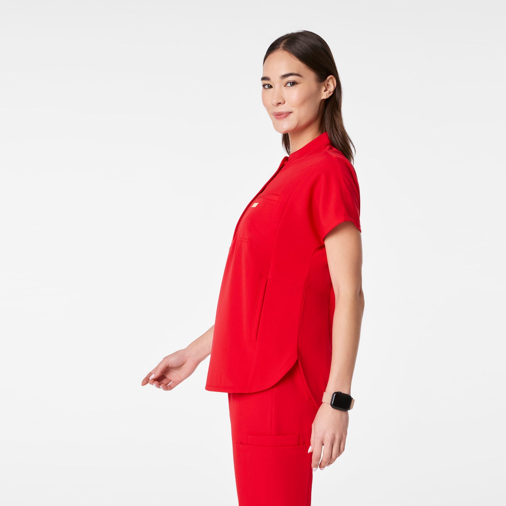 Montex Relaxed Scrub Top - Pop Red