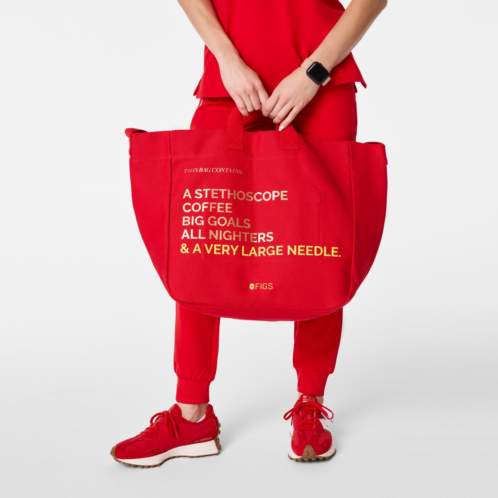 A Very Large Needle Canvas Tote - Pop Red