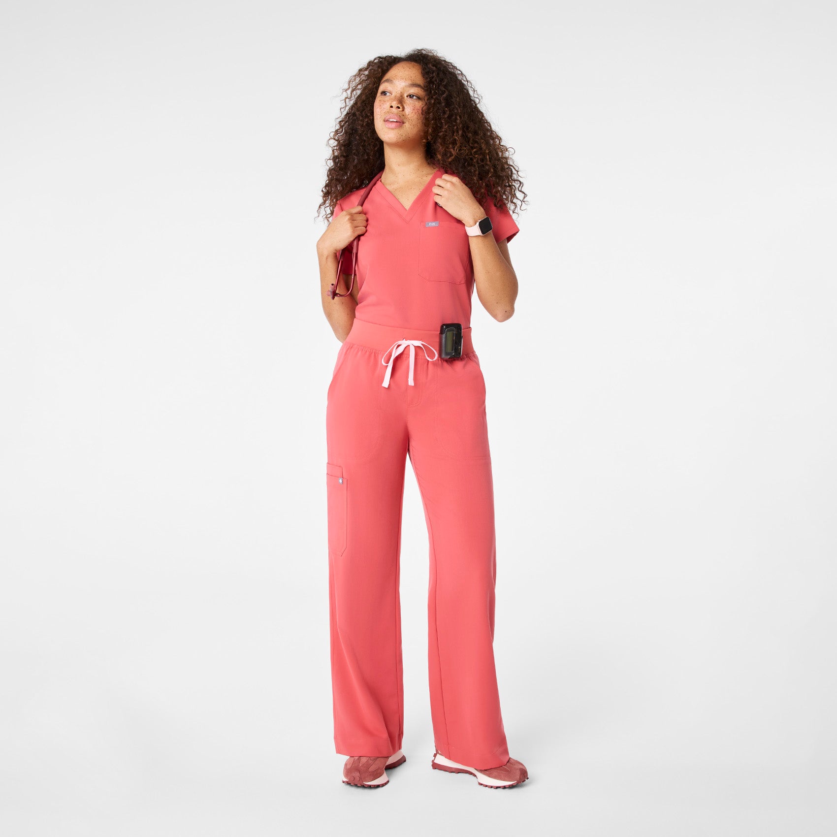 Isabel High-Rise Wide-Leg Scrub Pant - Pulmonary Pink