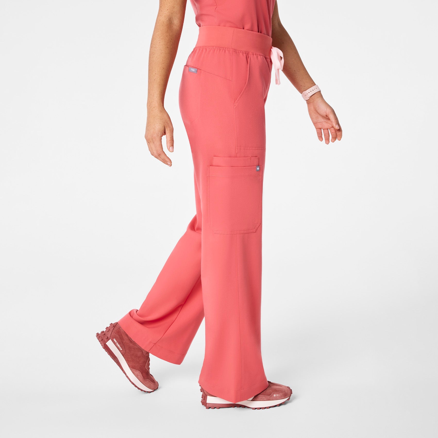 Isabel High-Rise Wide-Leg Scrub Pant - Pulmonary Pink