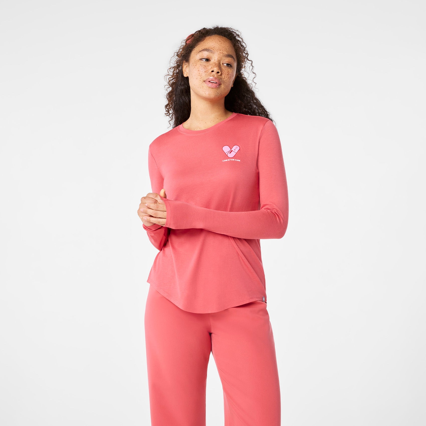 Love Is the Cure Long-Sleeve Underscrub - Pulmonary Pink