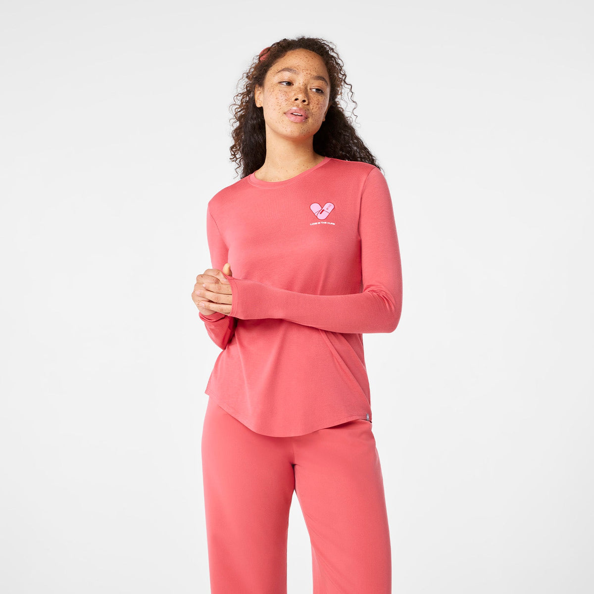 Love Is the Cure Long-Sleeve Underscrub - Pulmonary Pink
