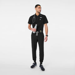 Jasper Polo Scrub Top - Black