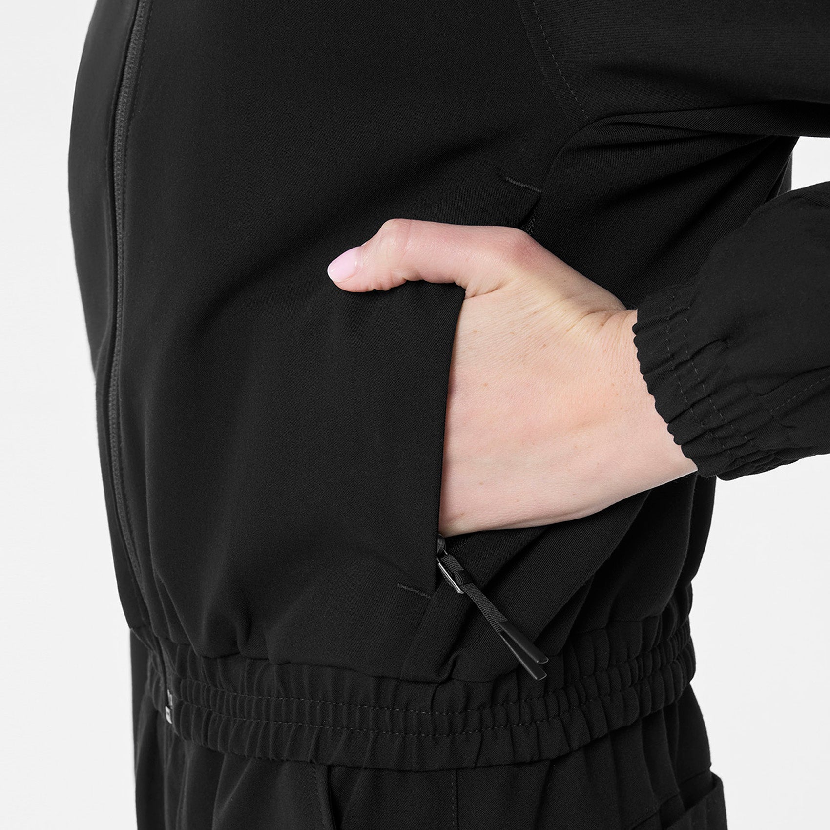 Sydney Cropped Scrub Jacket - Black
