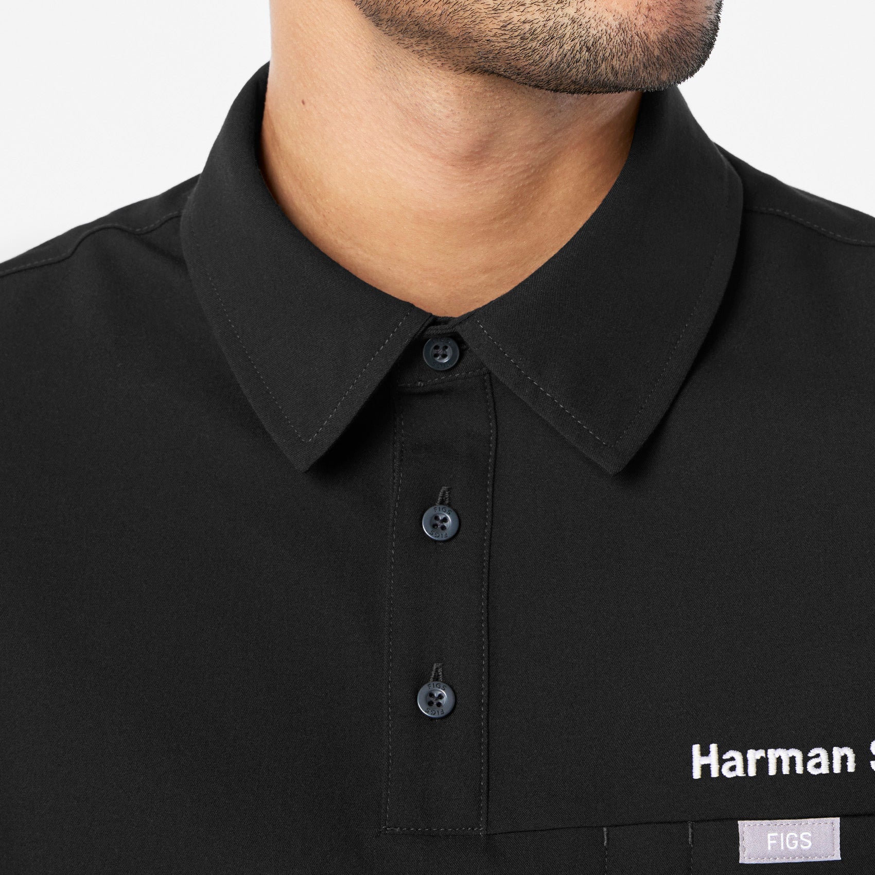 Eugene Polo Scrub Top - Black