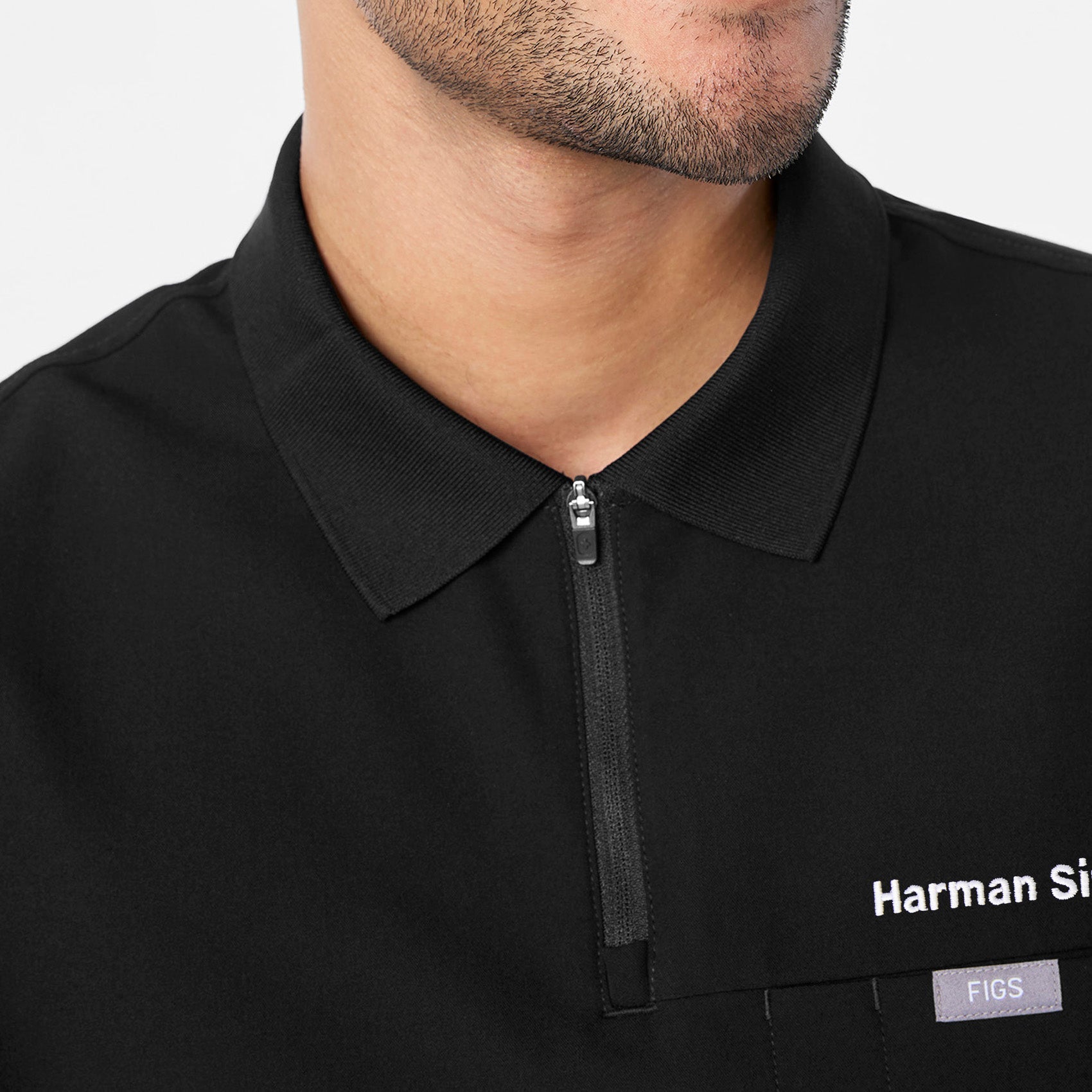 Jasper Polo Scrub Top - Black