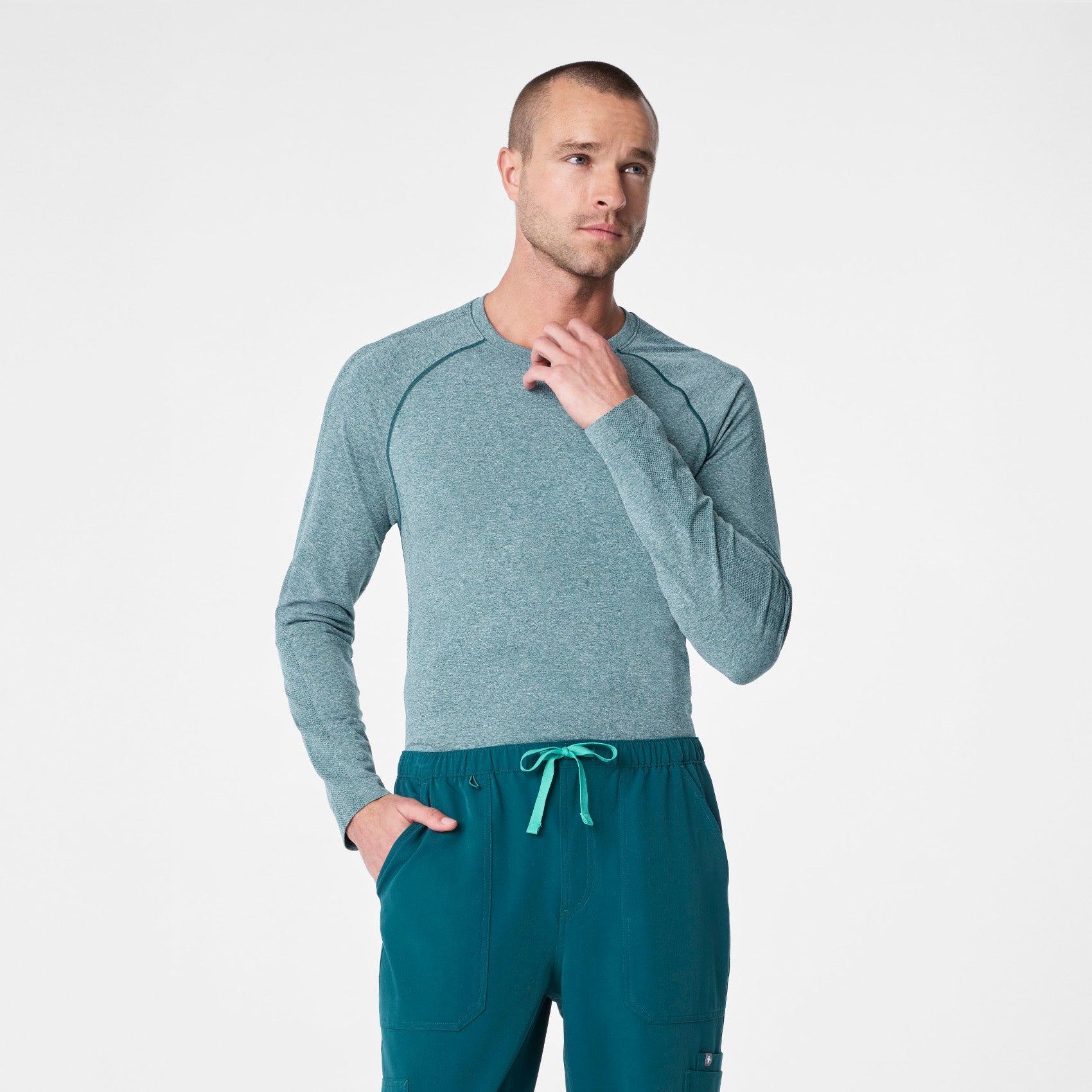 Makato Seamless Long-Sleeve Underscrub - Caribbean Blue