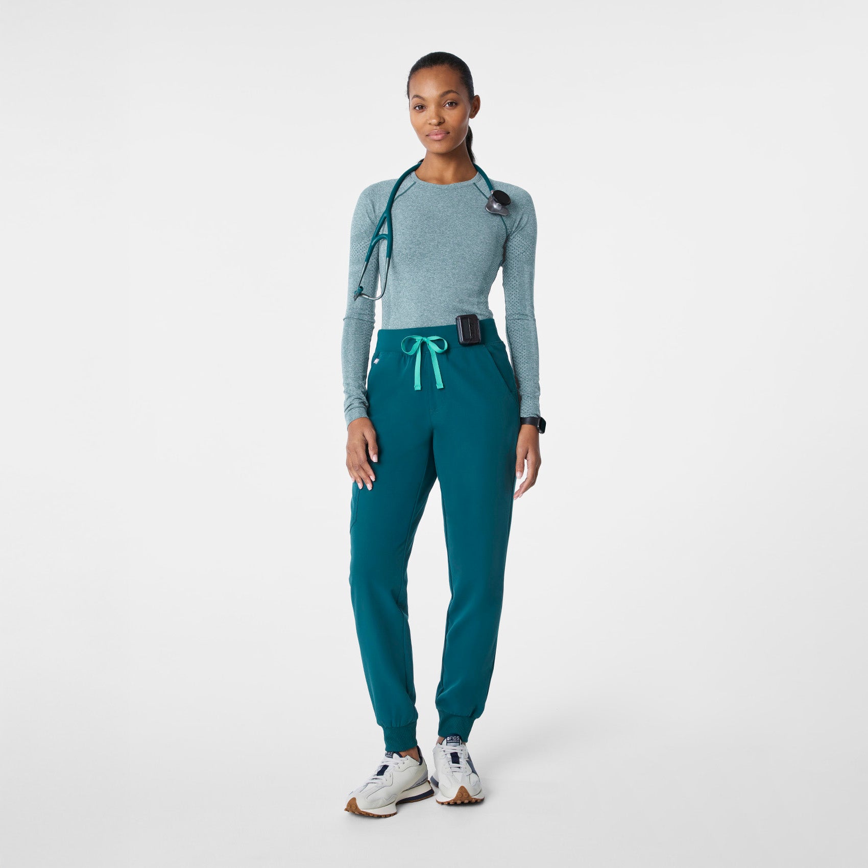 Salta Seamless Long-Sleeve Underscrub - Caribbean Blue